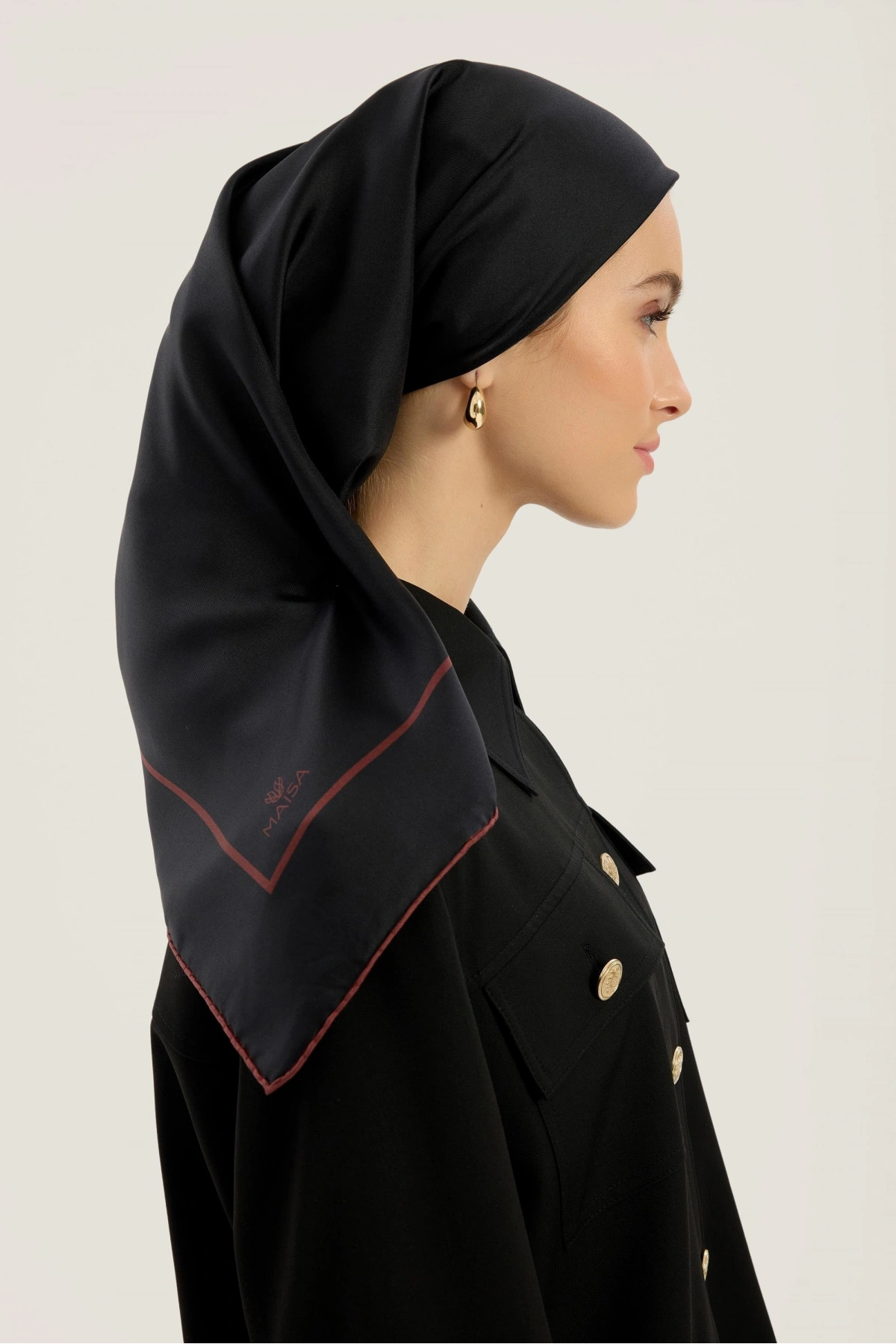 Maisa PAK TİVİL İPEK EŞARP 90*90 CM - SİYAH