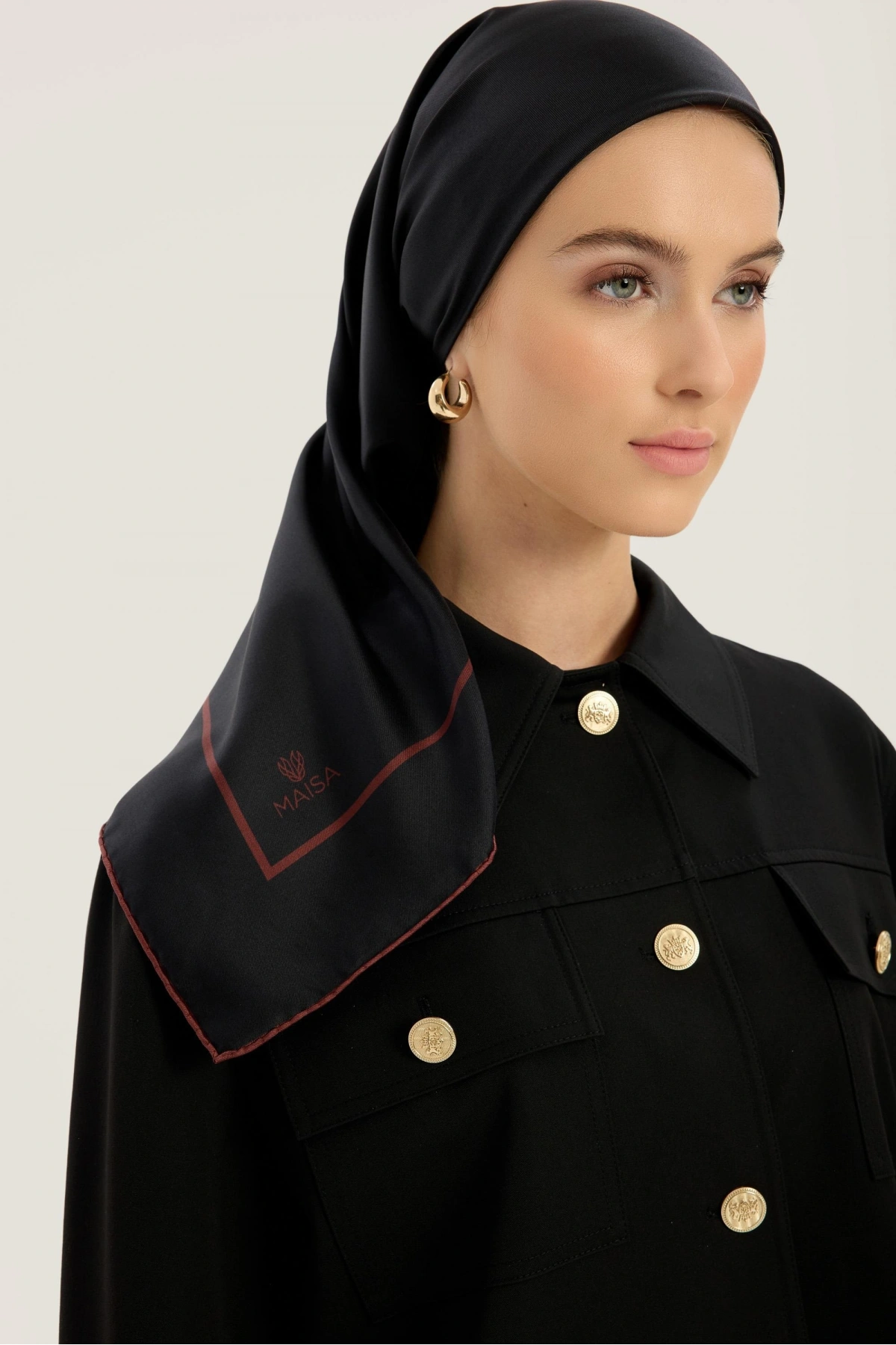 Maisa PAK TİVİL İPEK EŞARP 90*90 CM - SİYAH