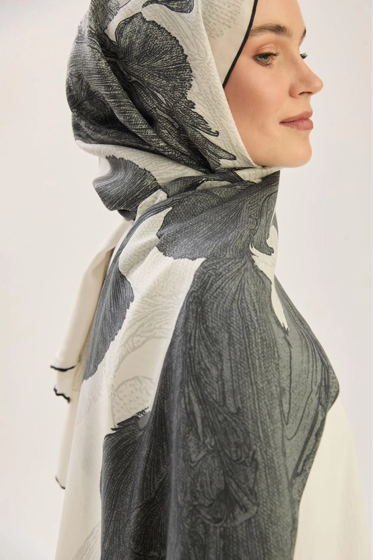 Maisa REŞHA PAMUK İPEK ŞAL 70*190 CM - EKRU