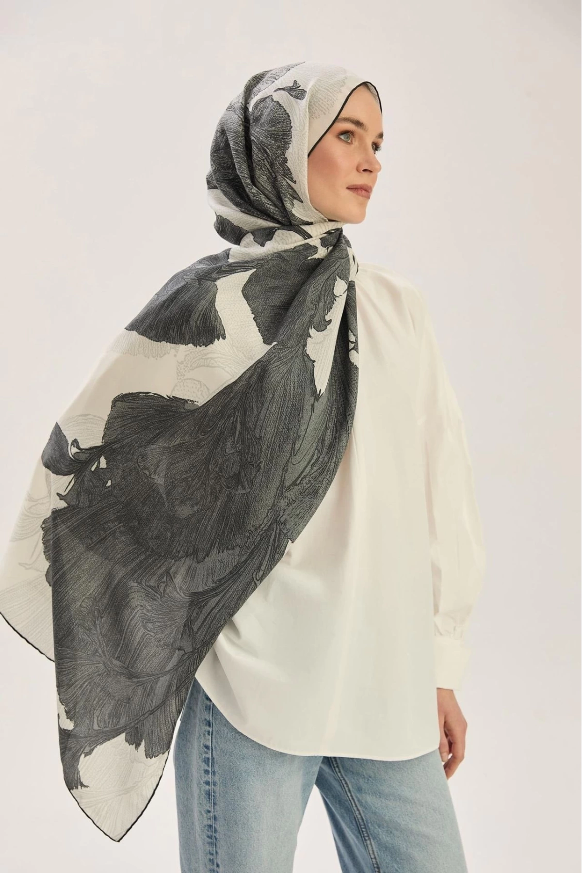 Maisa REŞHA PAMUK İPEK ŞAL 70*190 CM - EKRU