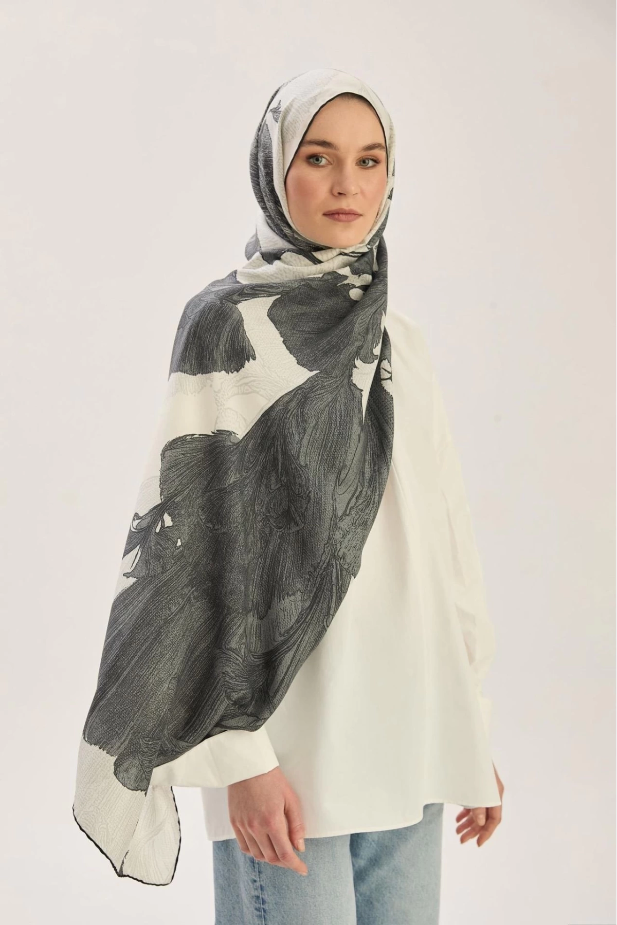 Maisa REŞHA PAMUK İPEK ŞAL 70*190 CM - EKRU