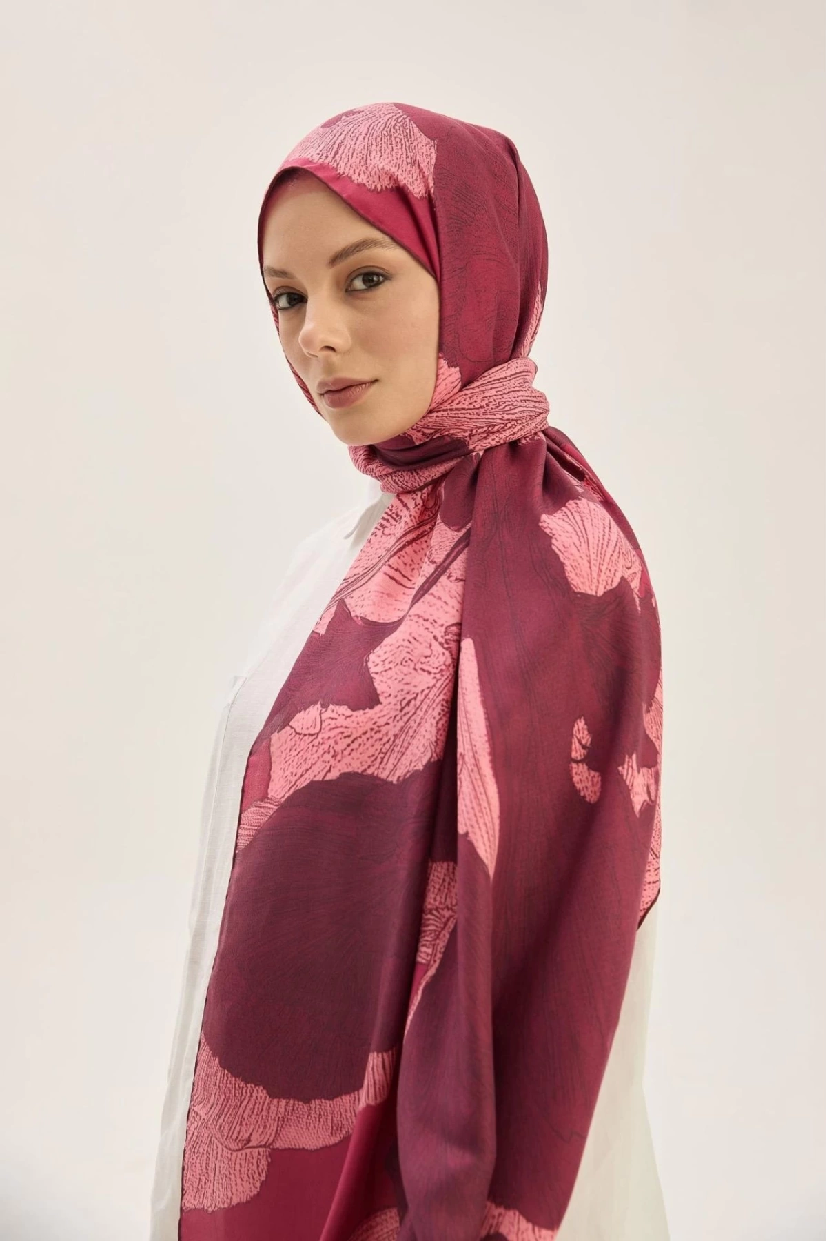 Maisa REŞHA PAMUK İPEK ŞAL 70*190 CM - VİŞNE