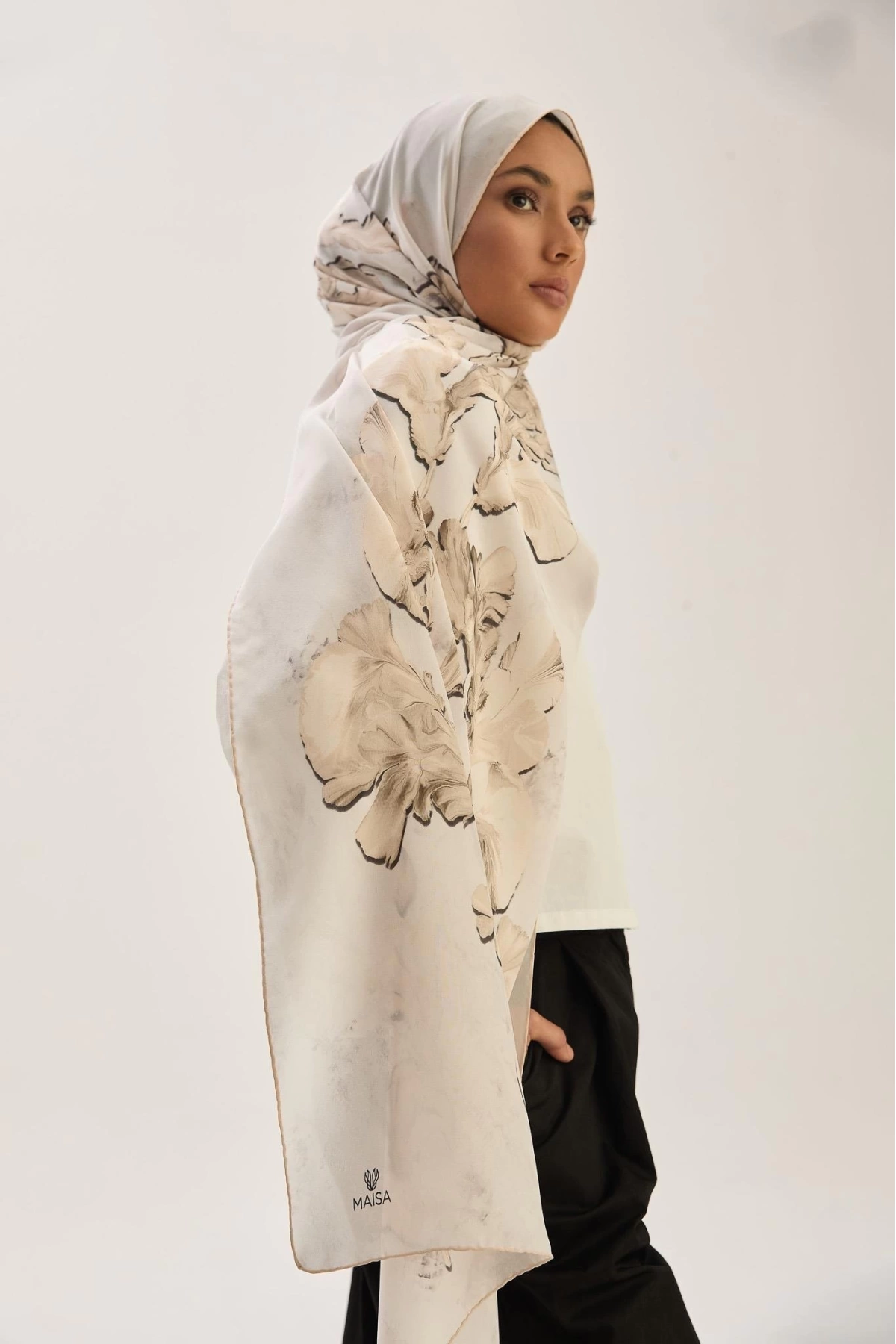Maisa REYYA KREP İPEK ŞAL 70*190 CM - GÜMÜŞ