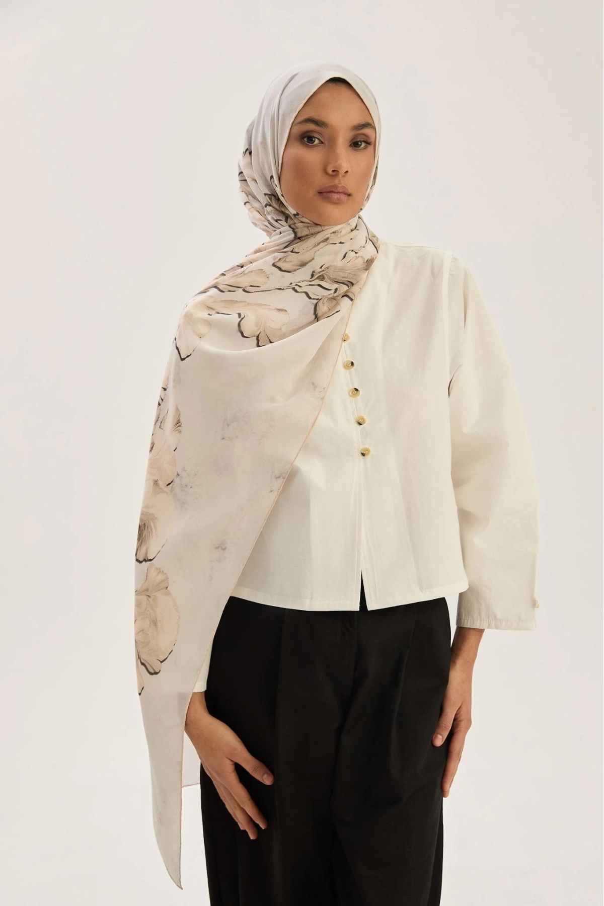 Maisa REYYA KREP İPEK ŞAL 70*190 CM - GÜMÜŞ