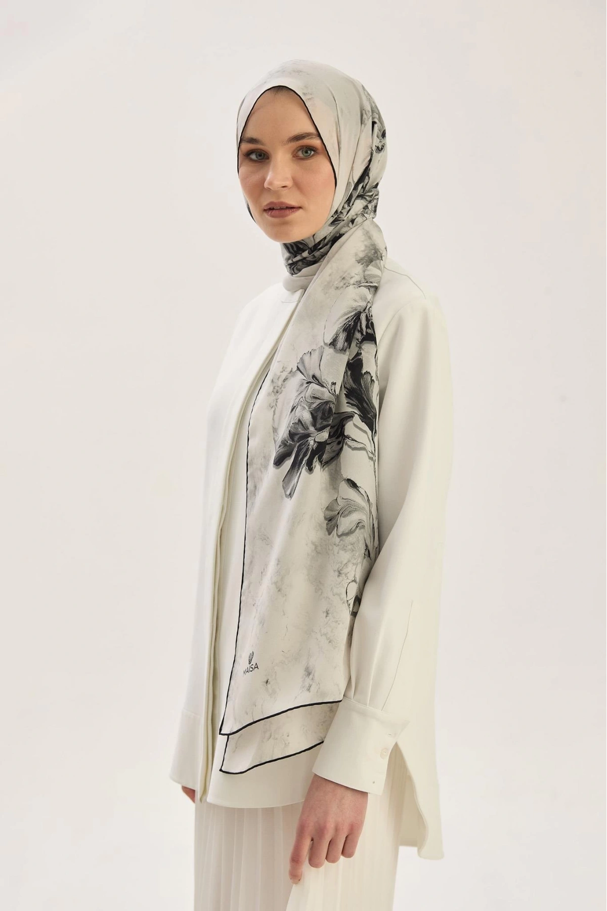 Maisa REYYA KREP İPEK ŞAL 70*190 CM - SİYAH