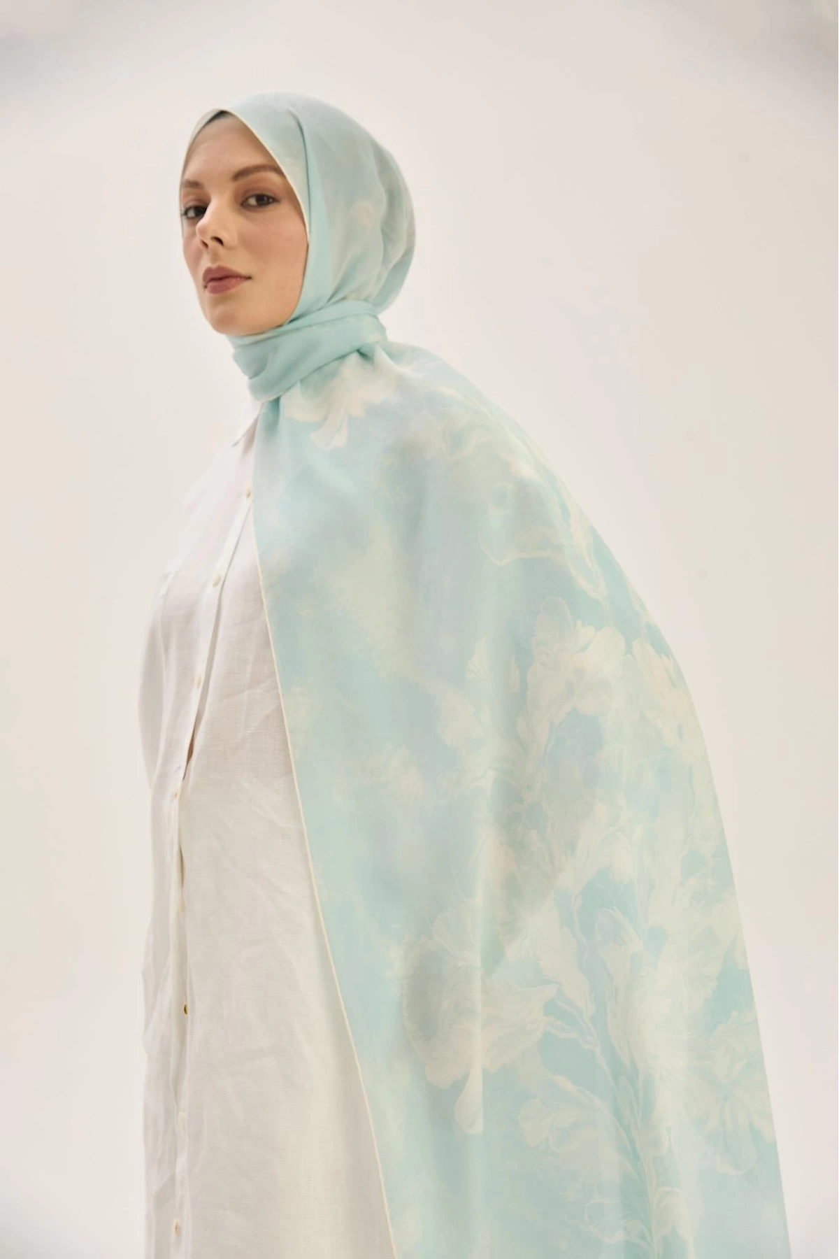 Maisa REYYA KREP İPEK ŞAL 70*190 CM - TURKUAZ
