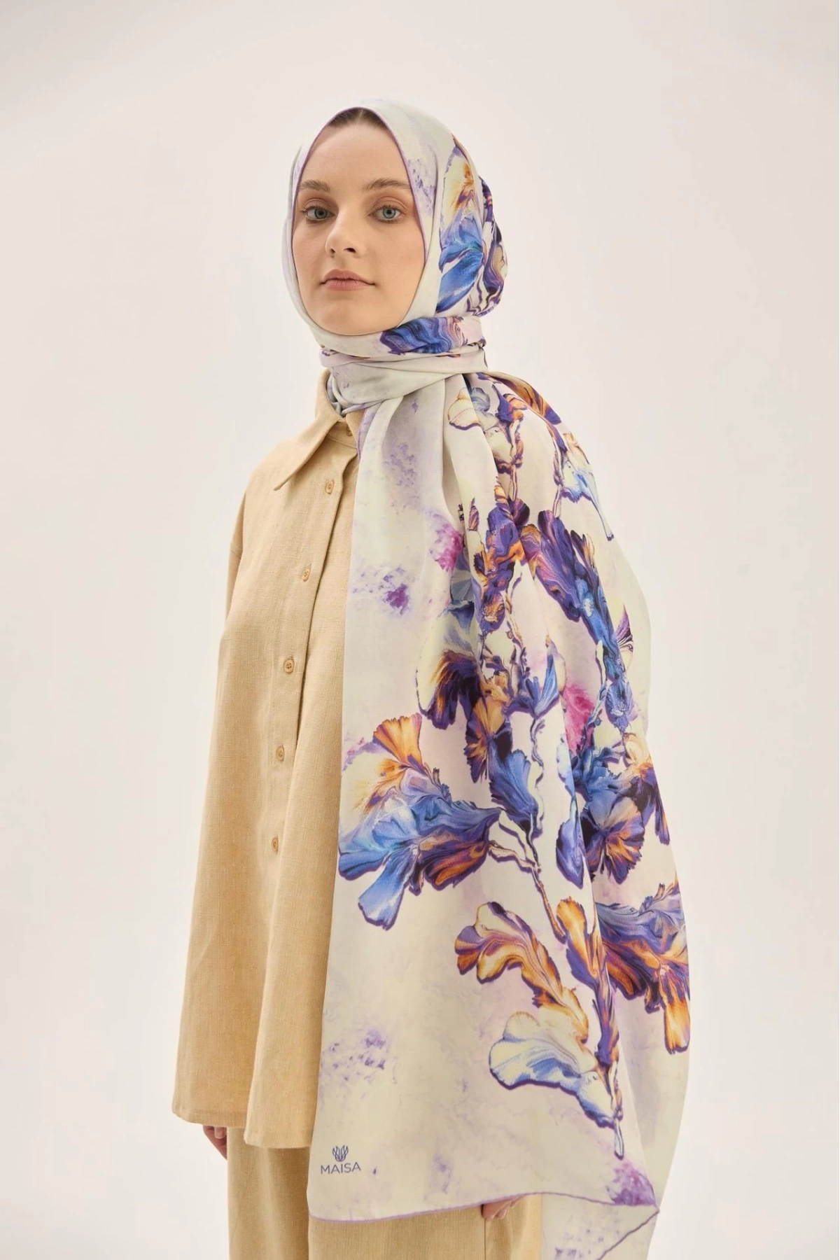 Maisa REYYA PAMUK İPEK ŞAL 70*190 CM - LİLA