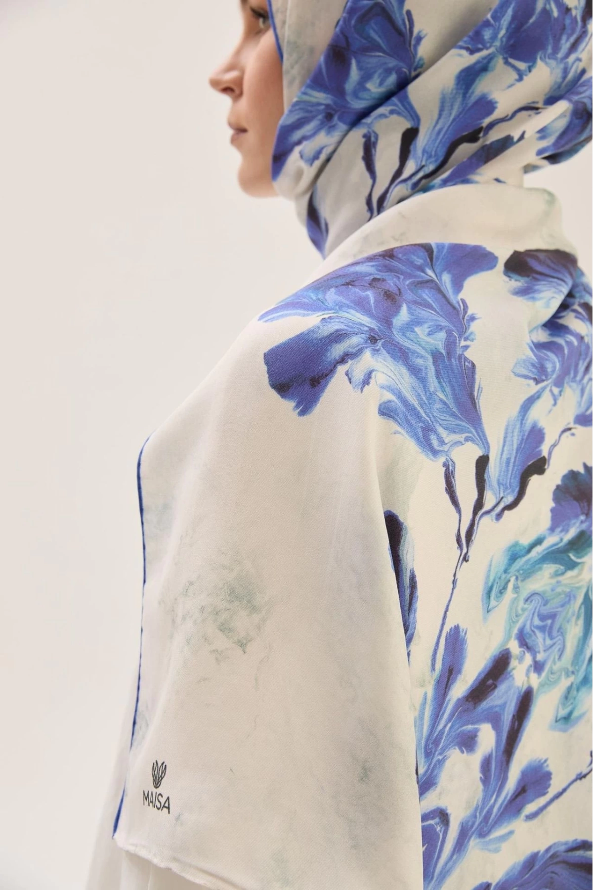 Maisa REYYA COTTON SILK SCARF 70*190 CM - BLUE