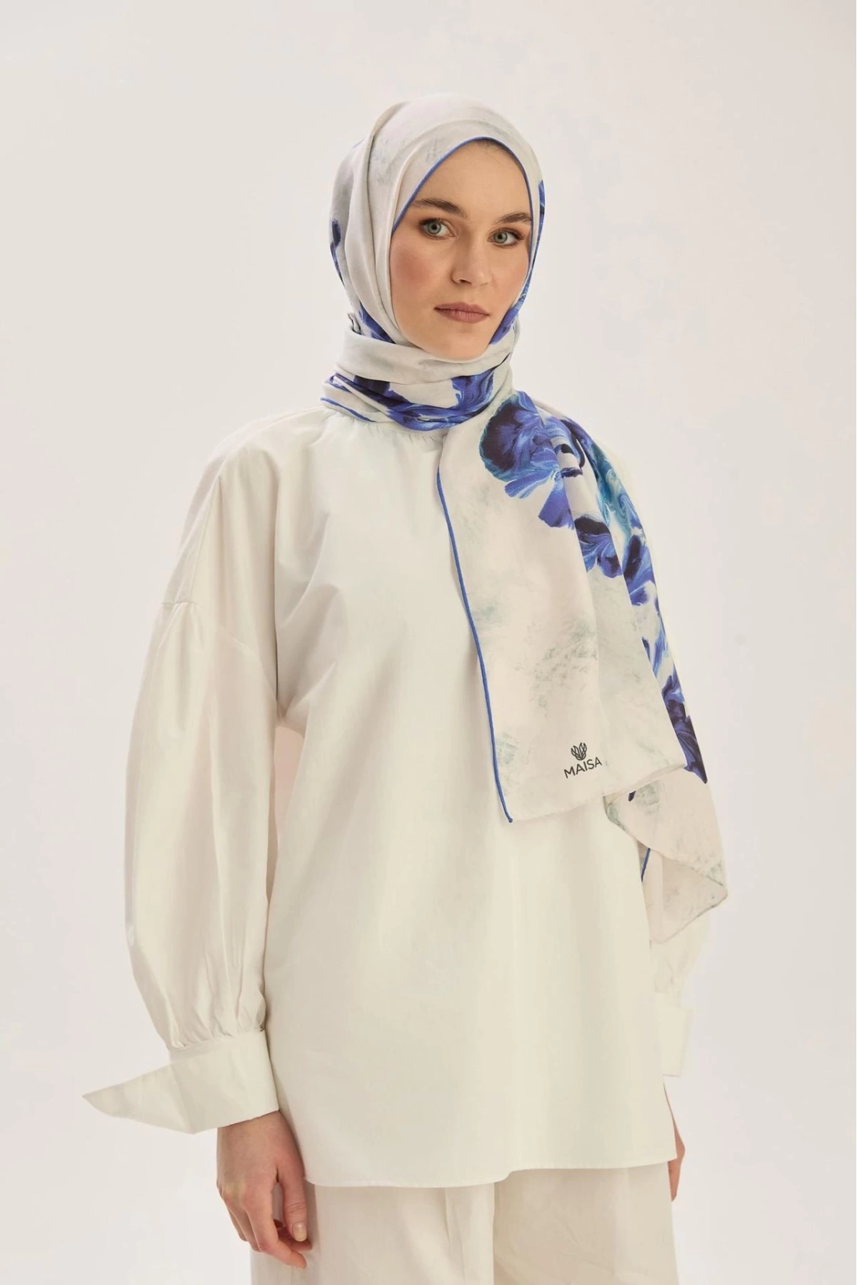 Maisa REYYA COTTON SILK SCARF 70*190 CM - BLUE