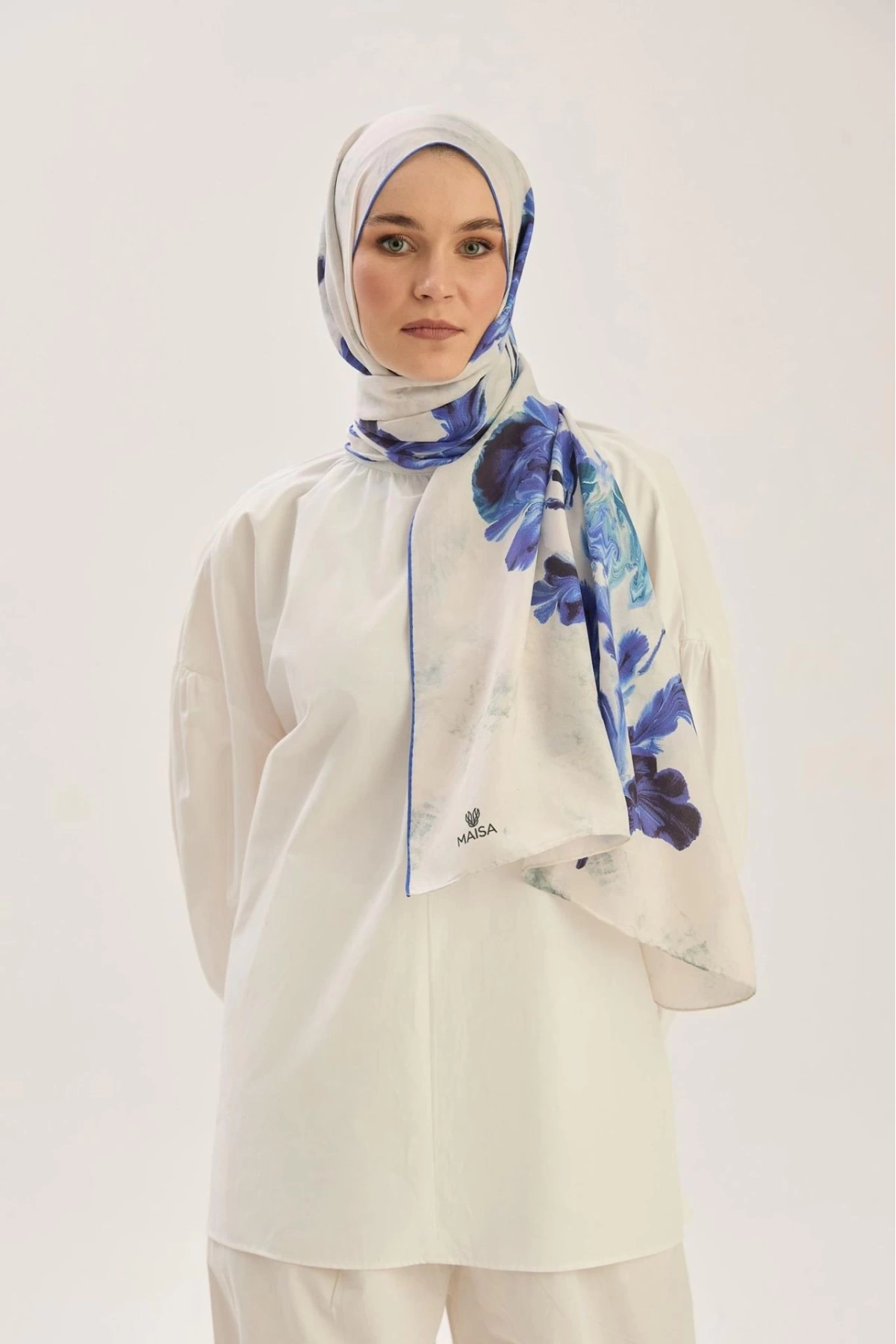 Maisa REYYA COTTON SILK SCARF 70*190 CM - BLUE