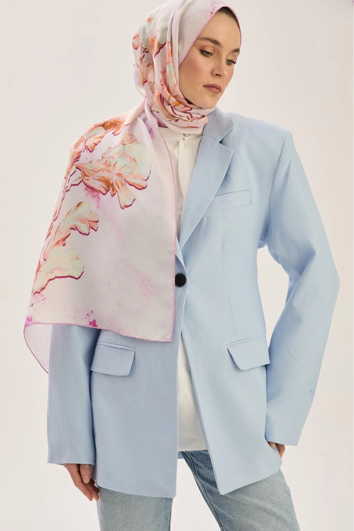 Maisa REYYA PAMUK İPEK ŞAL 70*190 CM - PEMBE