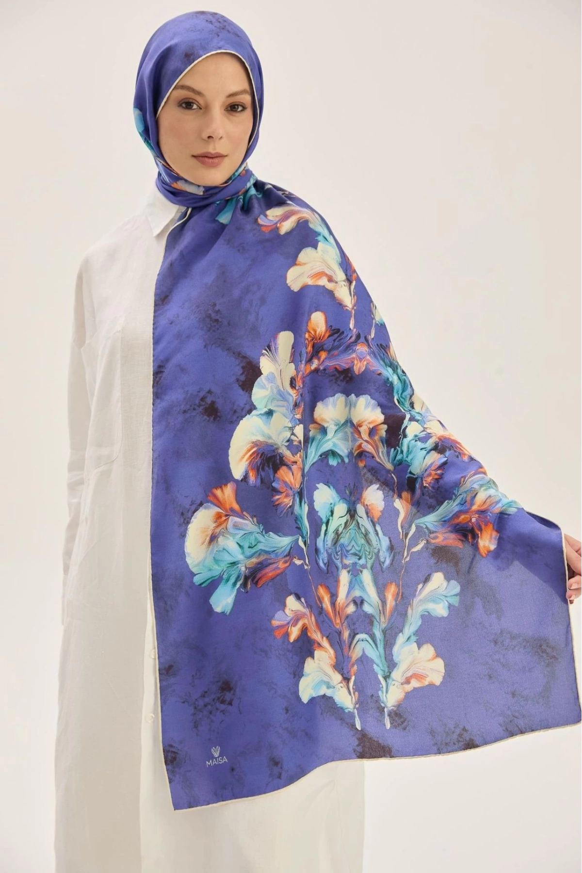 Maisa REYYA PAMUK İPEK ŞAL 70*190 CM - SAKS