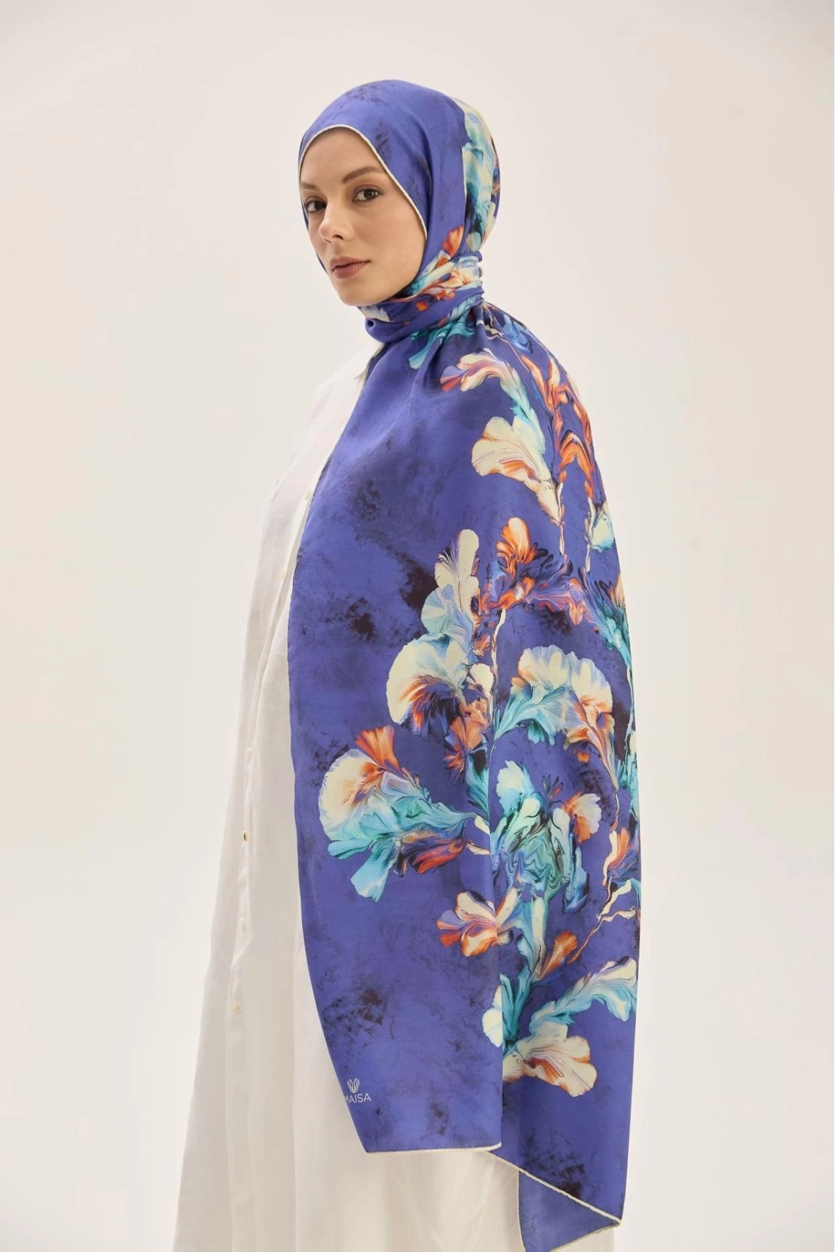 Maisa REYYA PAMUK İPEK ŞAL 70*190 CM - SAKS