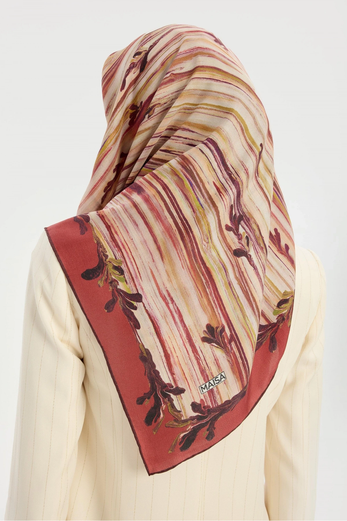 Maisa SUZEN PAMUK İPEK EŞARP 100*100 CM - KİREMİT