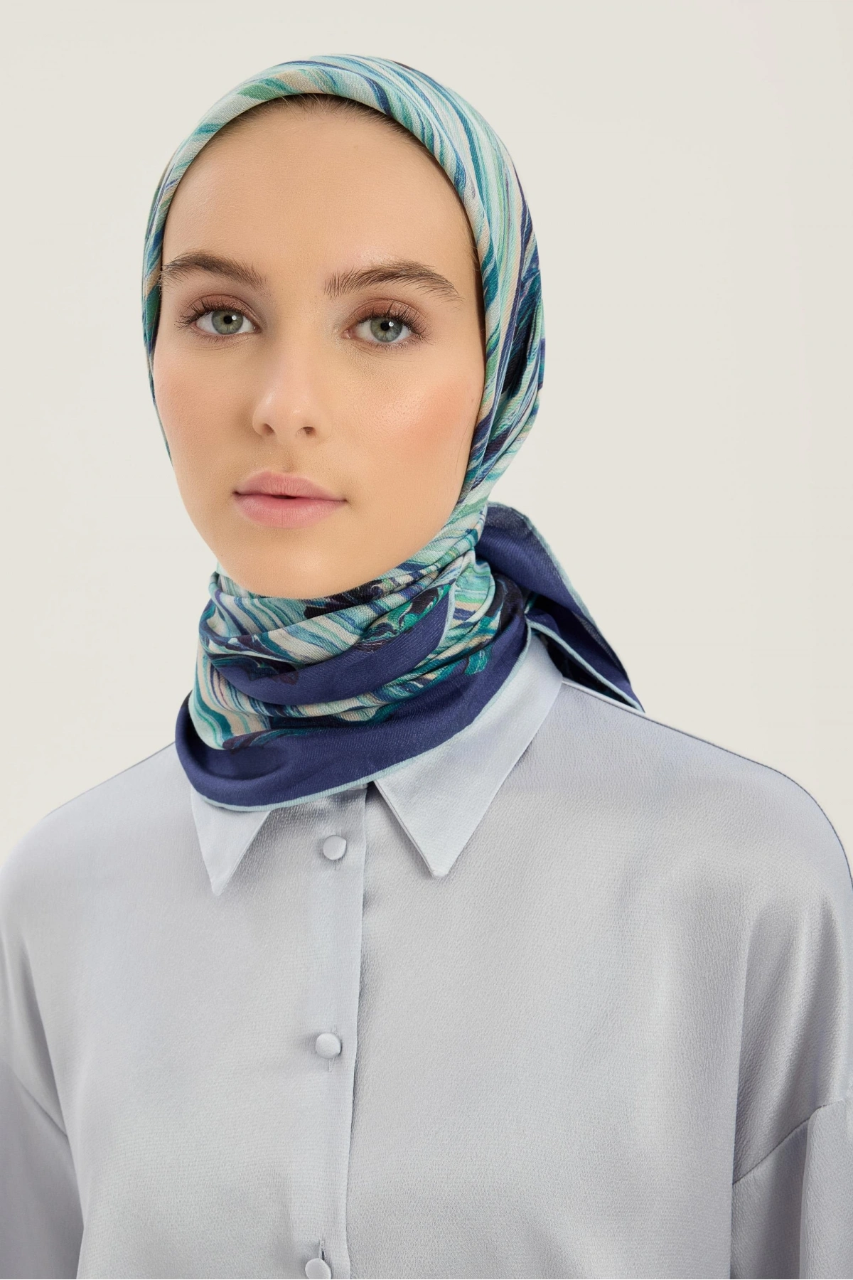 Maisa SUZEN PAMUK İPEK EŞARP 100*100 CM - MAVİ