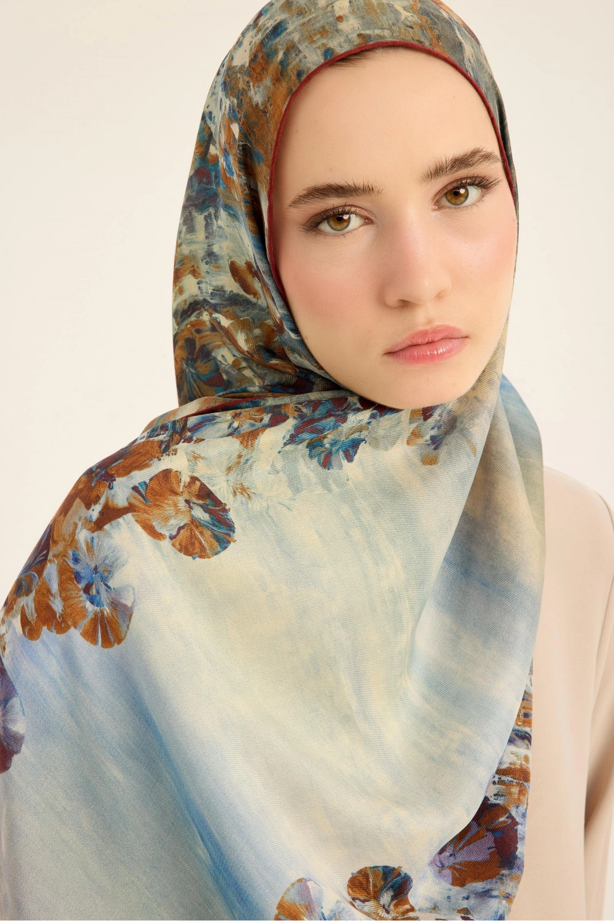 Maisa YONCA PAMUK İPEK ŞAL 70*190 CM - KAHVERENGİ