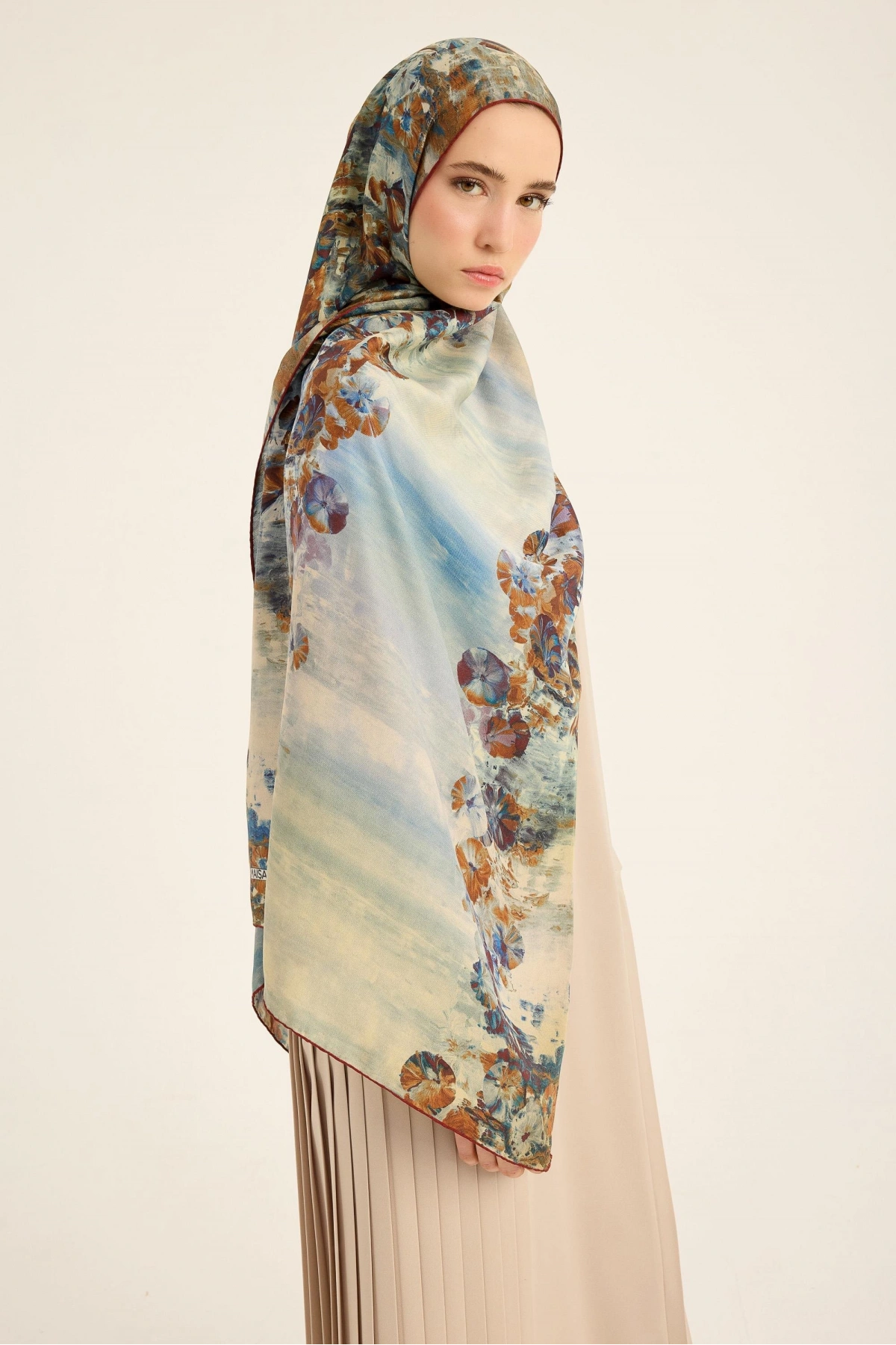 Maisa YONCA PAMUK İPEK ŞAL 70*190 CM - KAHVERENGİ