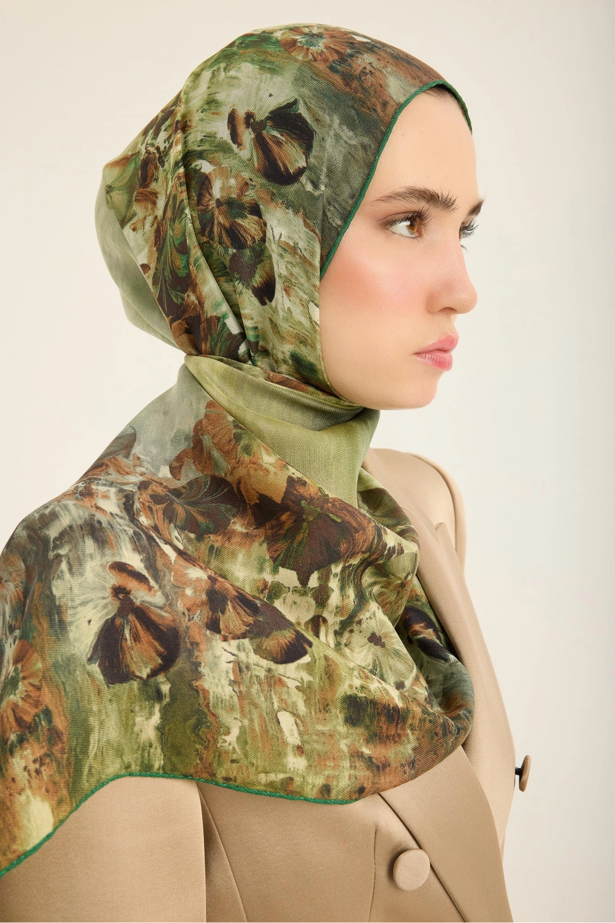 Maisa YONCA PAMUK İPEK ŞAL 70*190 CM - YEŞİL