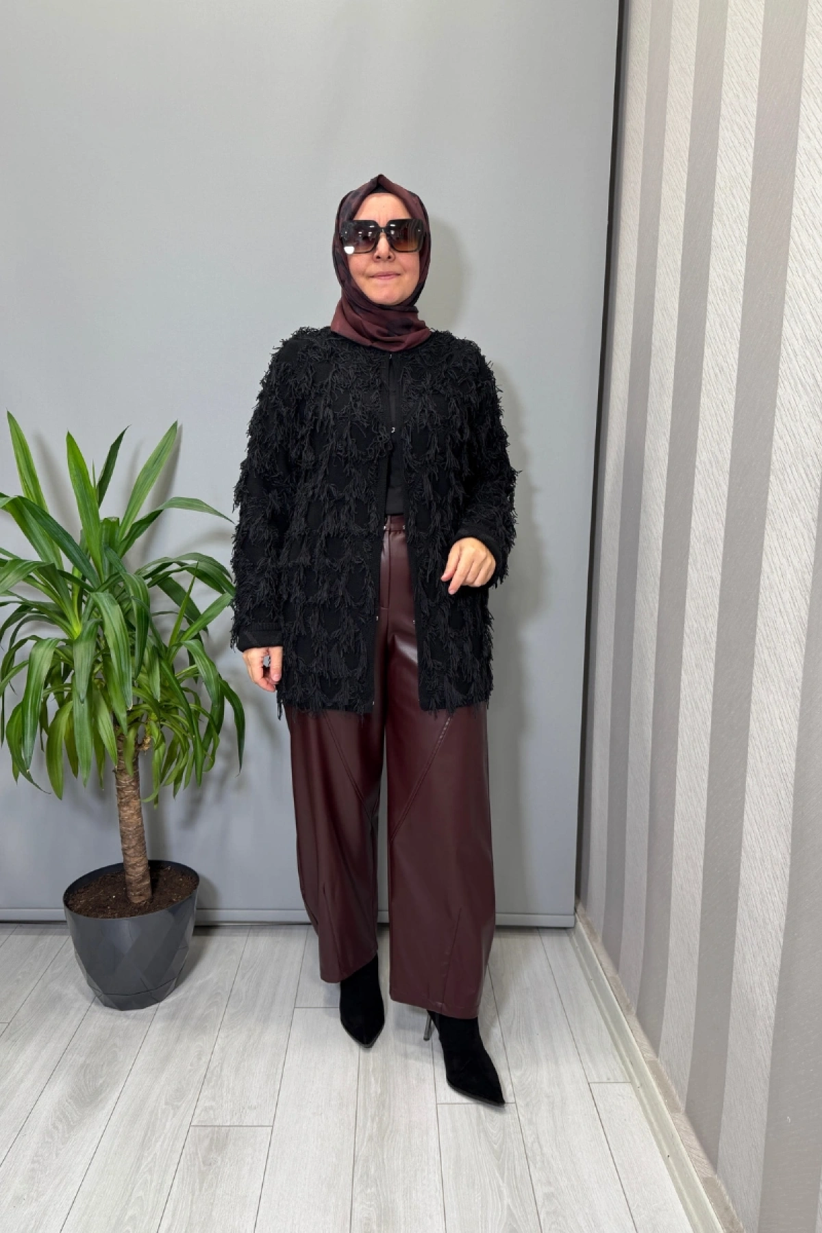 Mascara Deri Pantolon Bordo 56MK3107