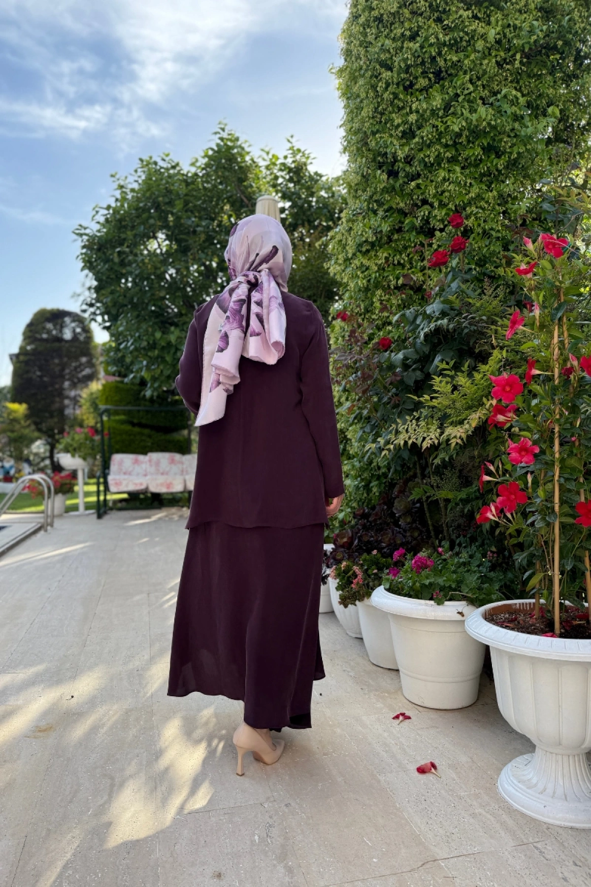 Miss Dalida Asimetrik Kesik Cupro Etek Bordo T25Y-2009