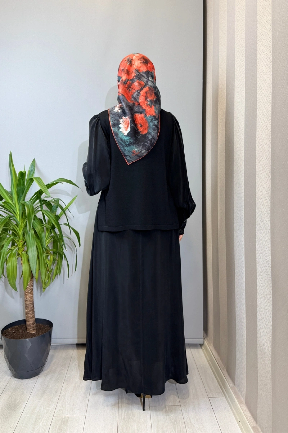 Miss Dalida Balon Cupro Kollu Triko Tunik Siyah T26Y-6034 (T26Y-2018)