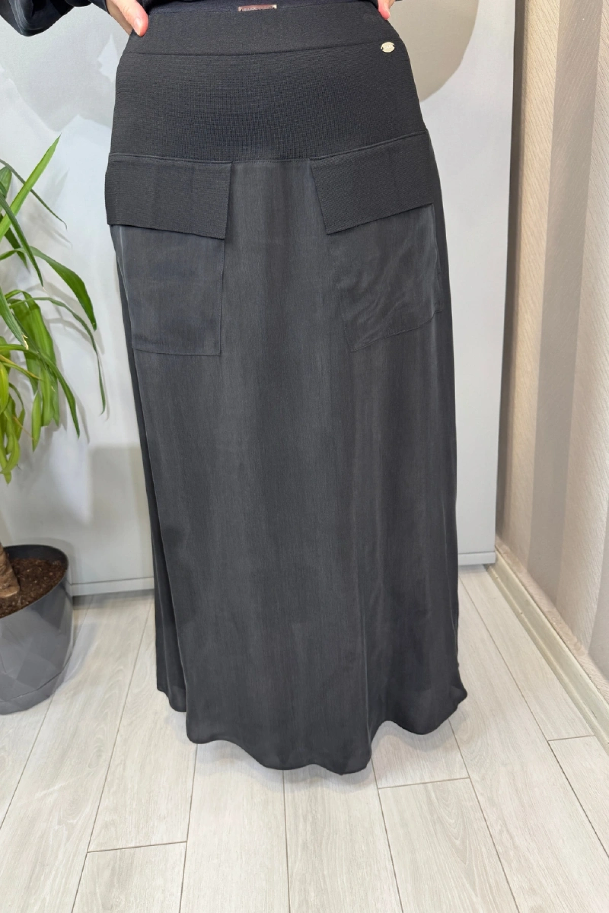 Miss Dalida Balon Cupro Kollu Triko Tunik Siyah T26Y-6034 (T26Y-2018)