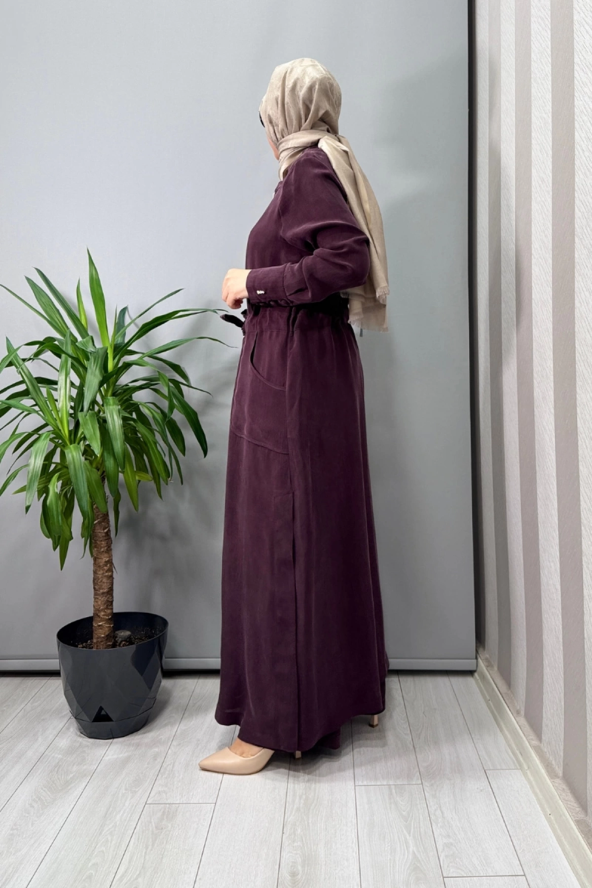 Miss Dalida Cebi Kapitoneli Uzun Cupro Ceket Bordo T25Y-8006