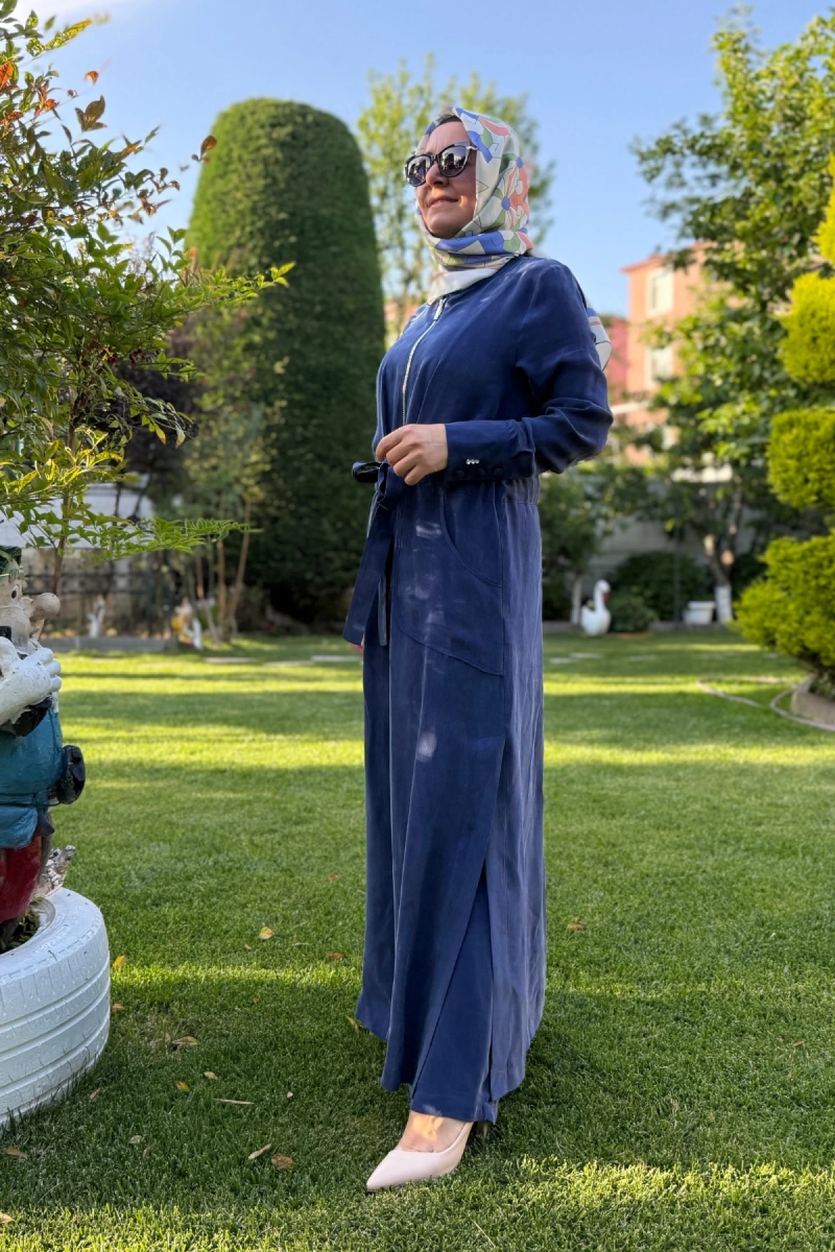 Miss Dalida Cebi Kapitoneli Uzun Cupro Ceket Mavi T25Y-8006