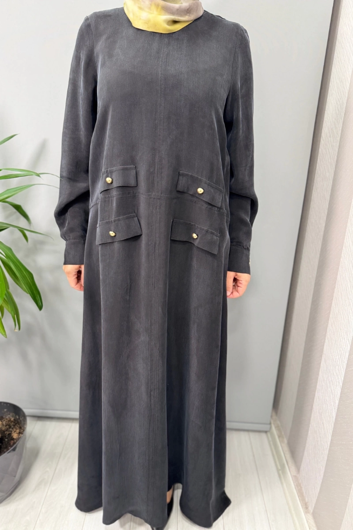 Miss Dalida Cep Kapaklı Cupro Elbise Siyah T25Y-4035