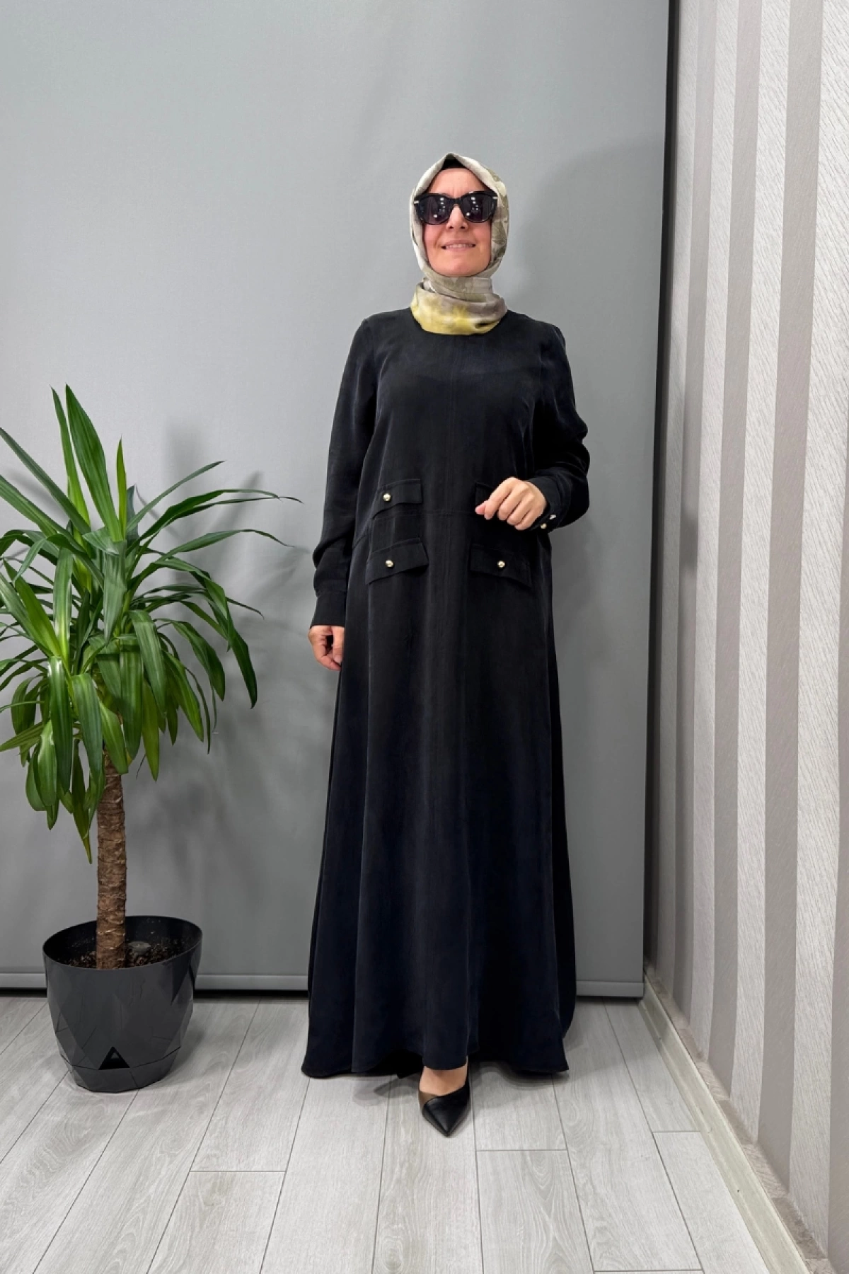 Miss Dalida Cep Kapaklı Cupro Elbise Siyah T25Y-4035