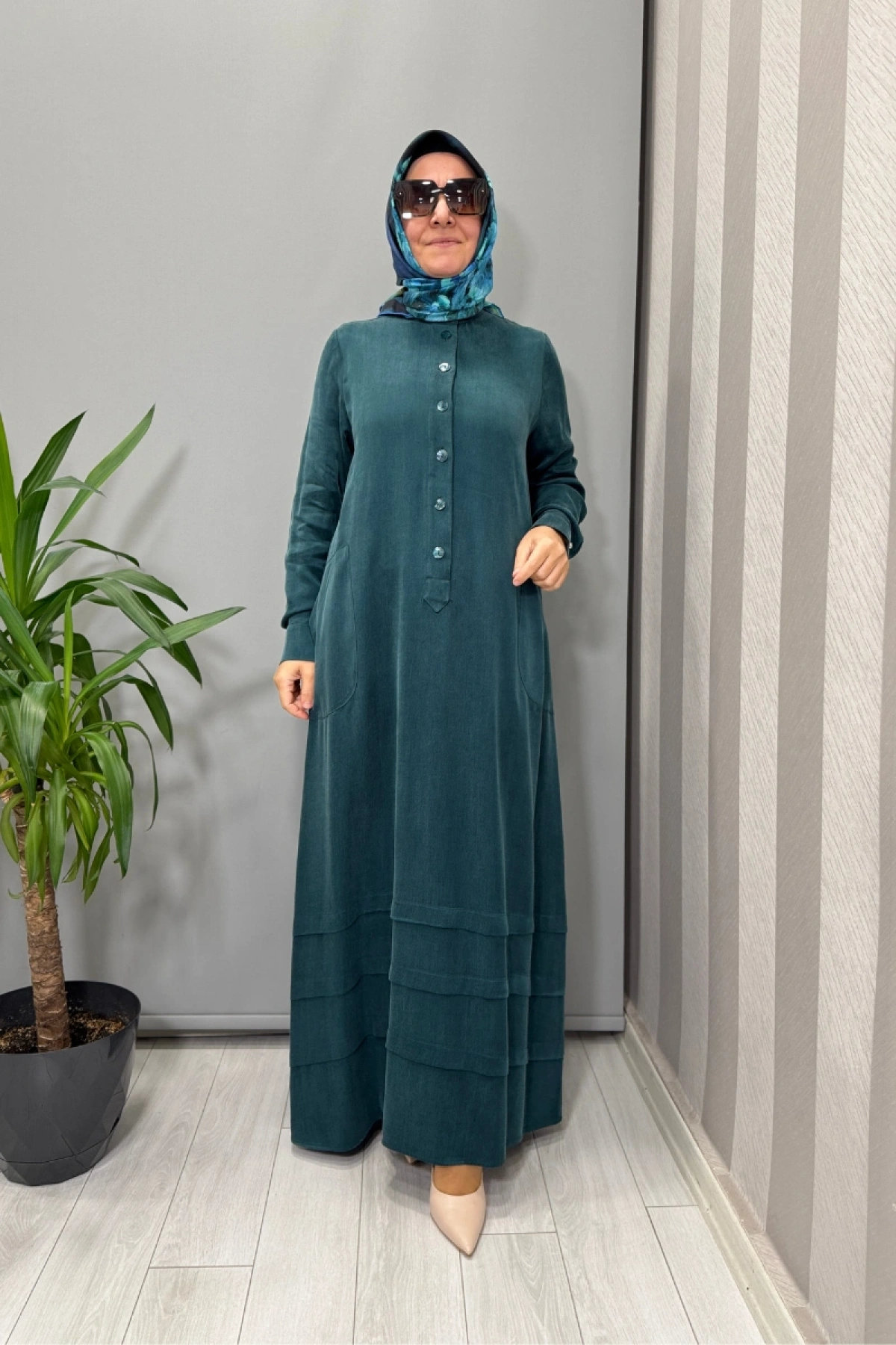 Miss Dalida Cupro İpek Elbise Petrol T26K-4024