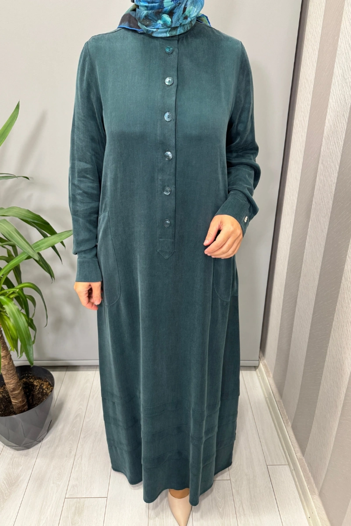 Miss Dalida Cupro İpek Elbise Petrol T26K-4024