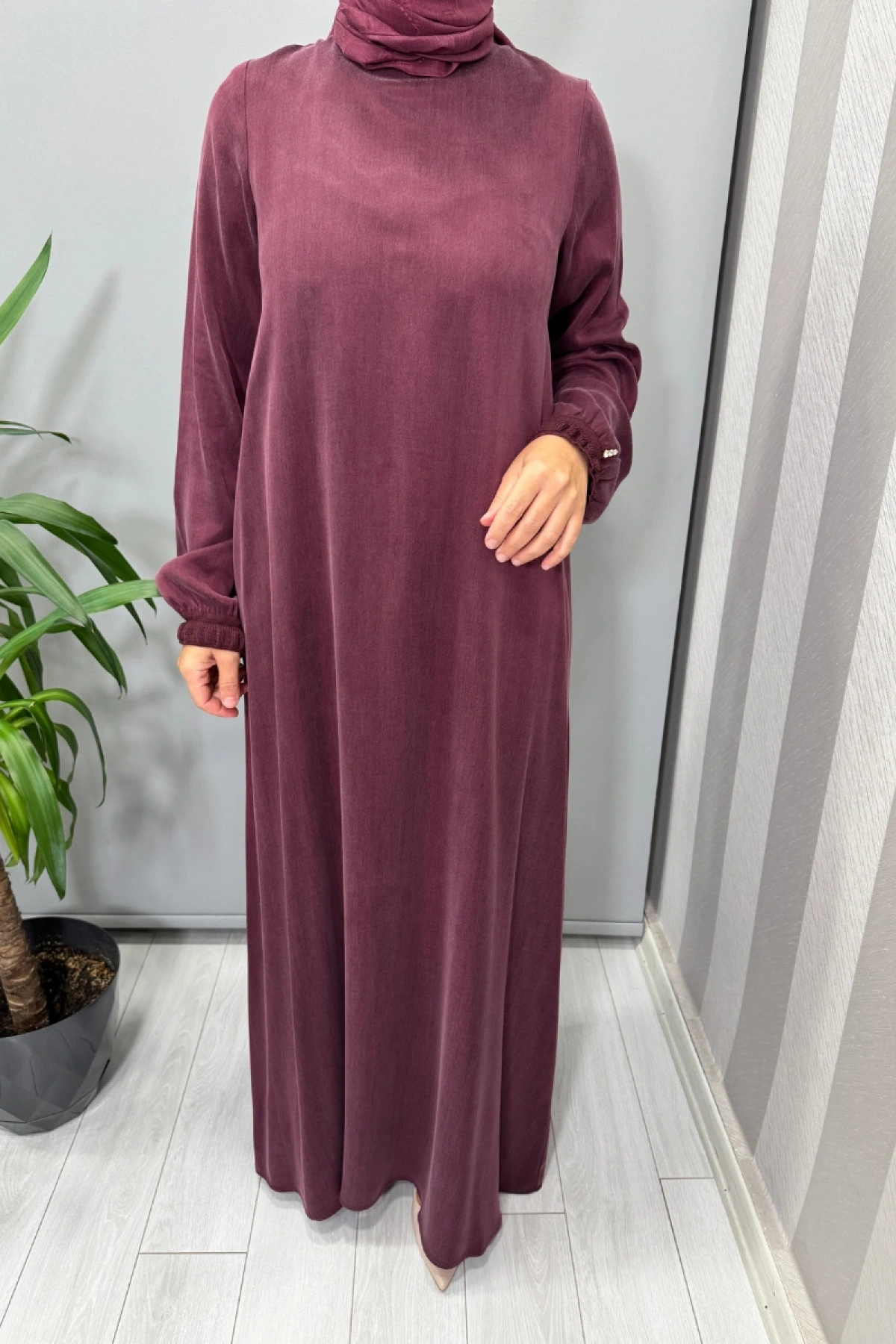 Miss Dalida Cupro İpek Elbise Plum T26K-4015