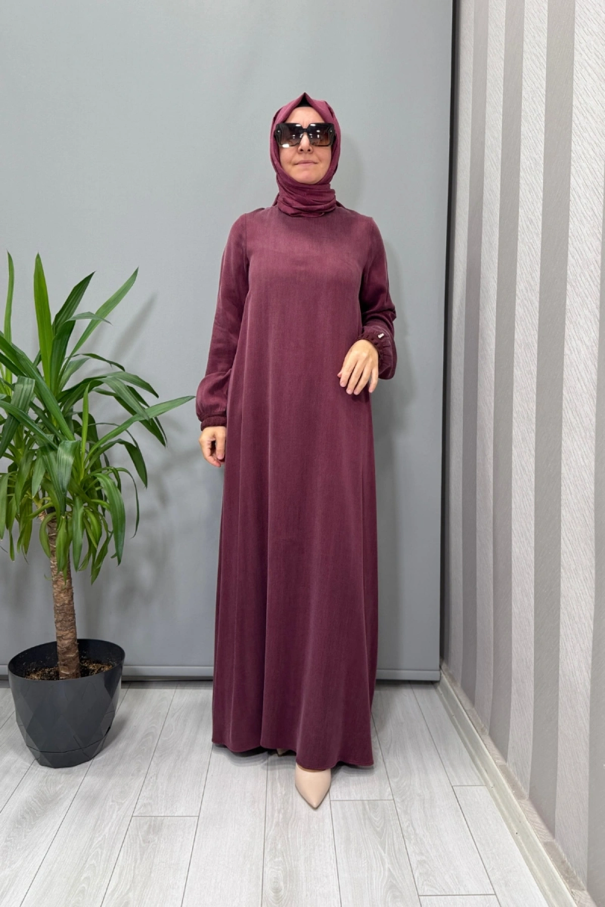 Miss Dalida Cupro İpek Elbise Plum T26K-4015
