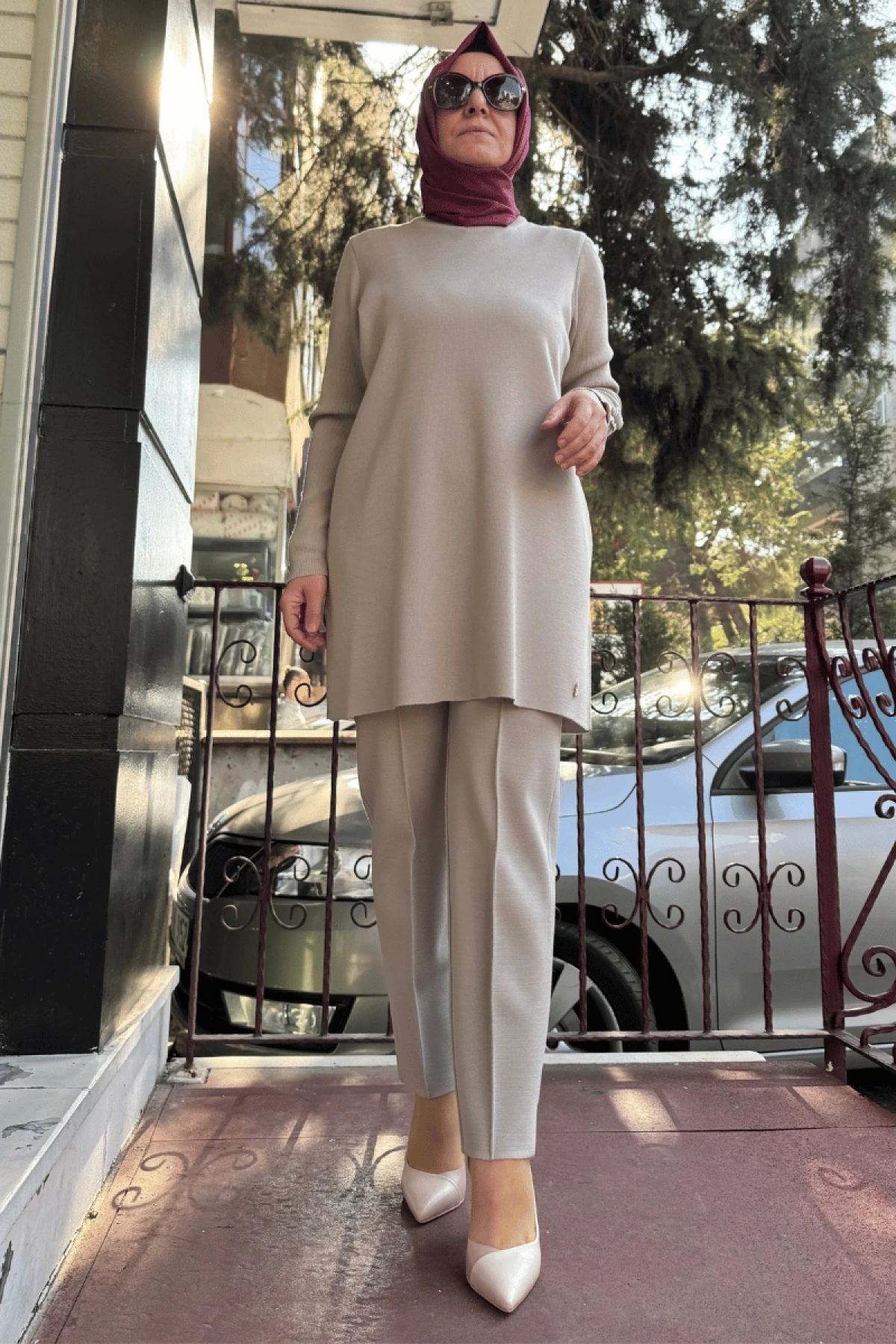 Miss Dalida Slim Leg Knit Pants Stone T25K-7000