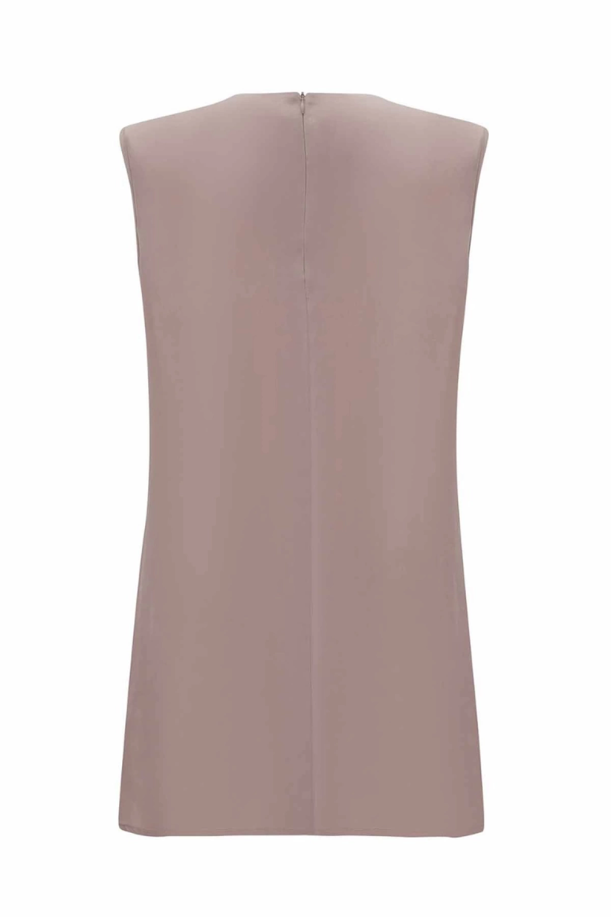 Miss Dalida Düz Renk Cupro Kolsuz Tunik Mink T25Y-6020