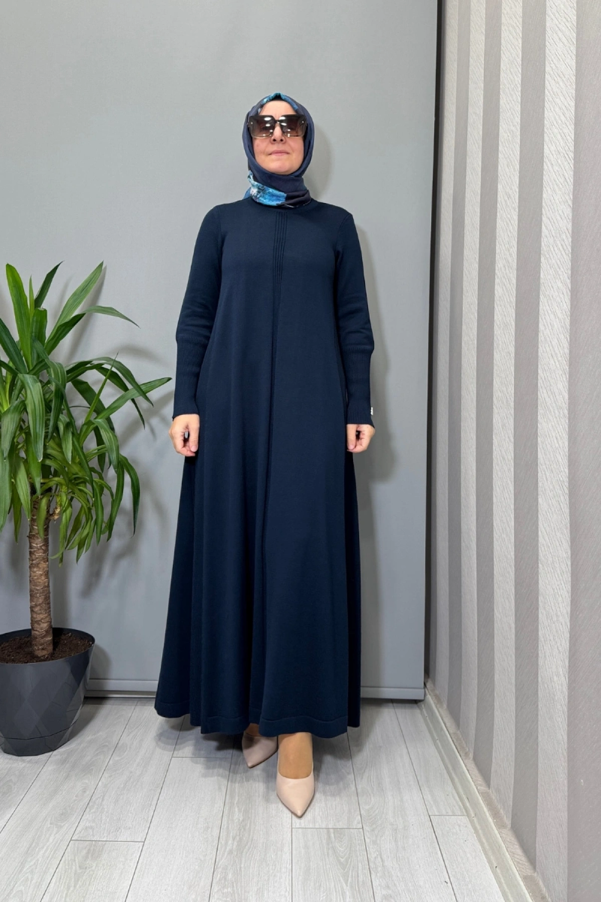 Miss Dalida Düz Renk Rahat Kesim Triko Elbise Lacivert T26K-4009