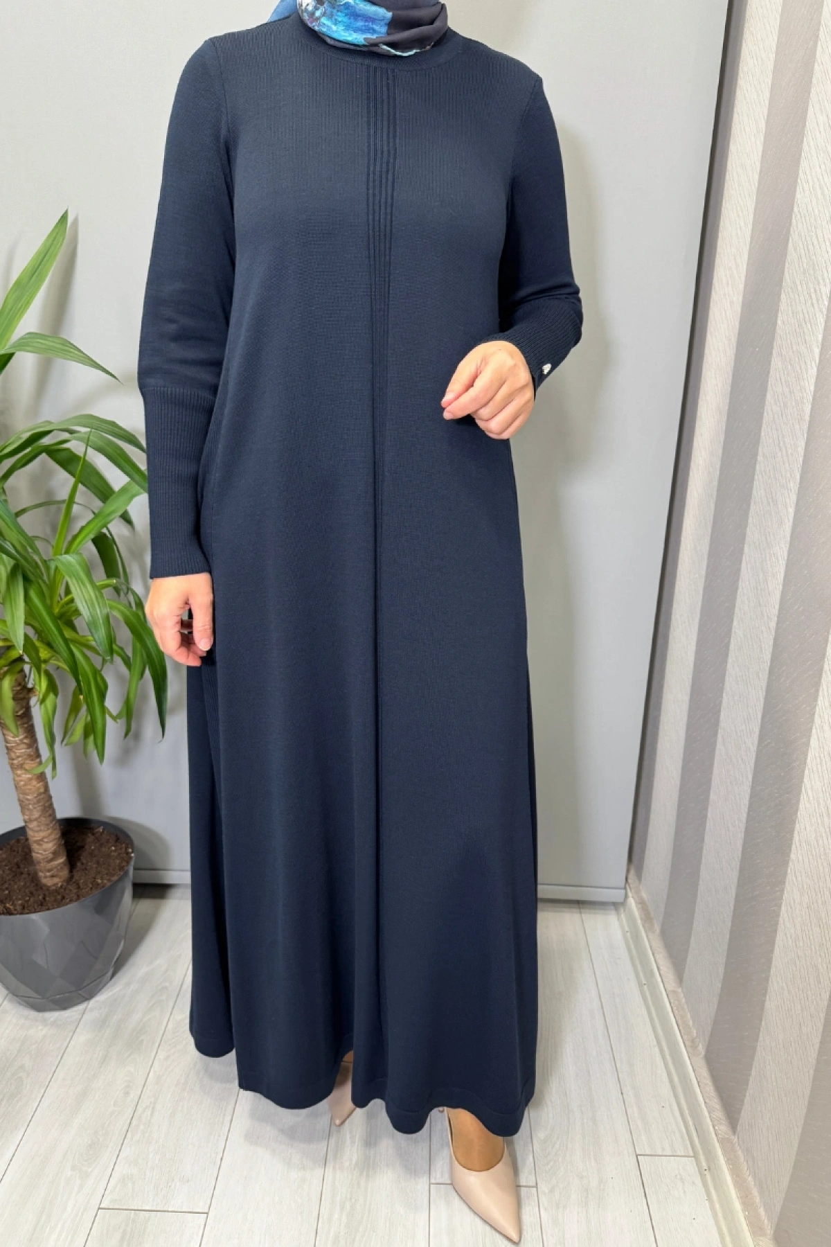 Miss Dalida Düz Renk Rahat Kesim Triko Elbise Lacivert T26K-4009