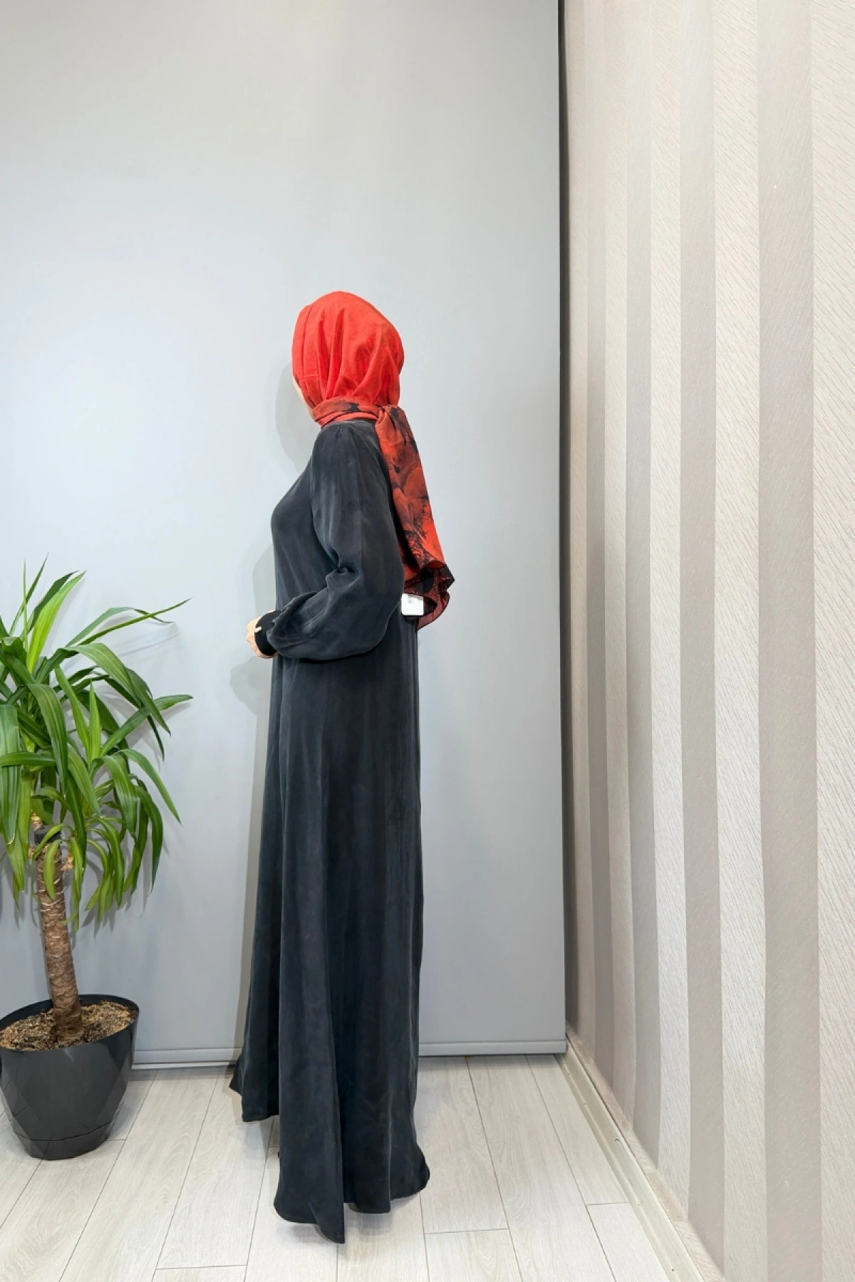 Miss Dalida Düz Renk  Yuvarlak Yaka Cupra Elbise Siyah 2264304