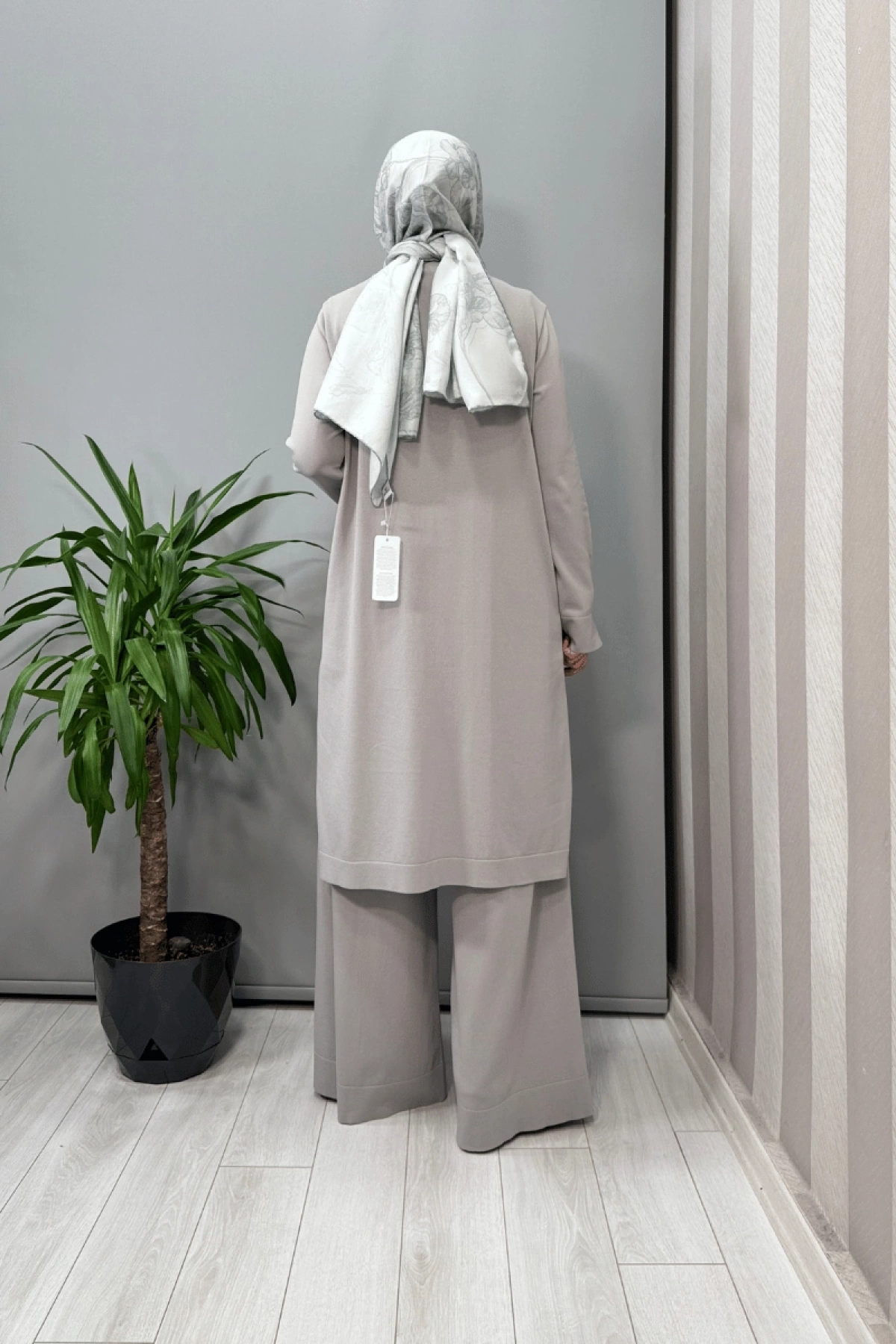 Miss Dalida Fermuar Detaylı Triko Tunik Gri T25Y-6017
