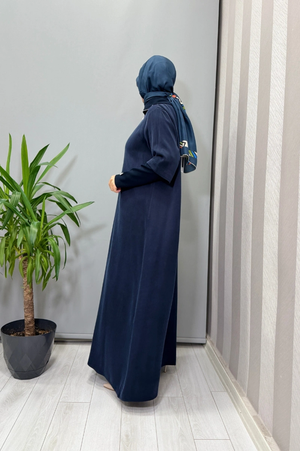 Miss Dalida Fermuar ve Triko Detaylı Cupro Elbise Lacivert T26K-4006