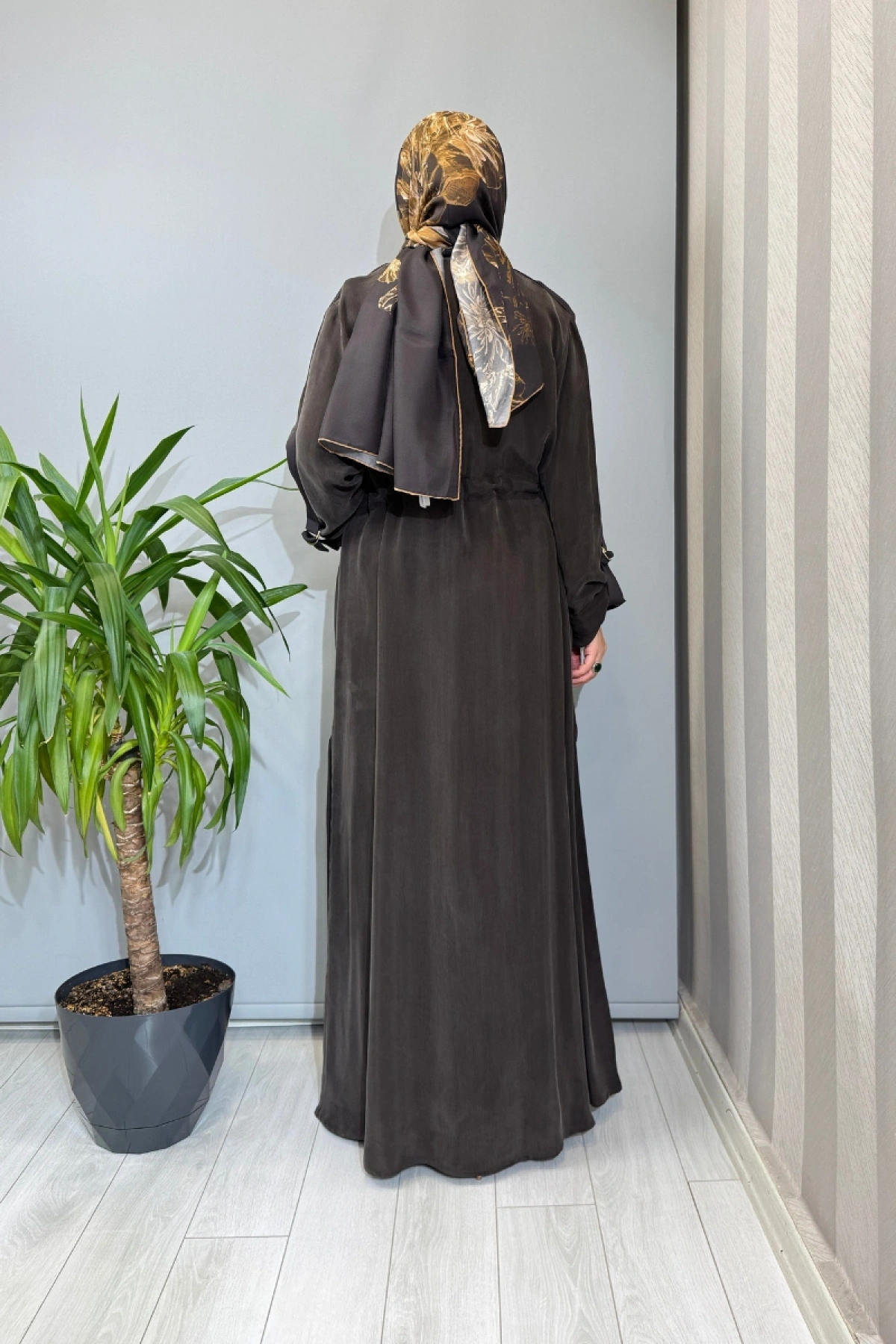 Miss Dalida Fermuarlı Beli Büzgülü Cupro Kap Kahve 2268329