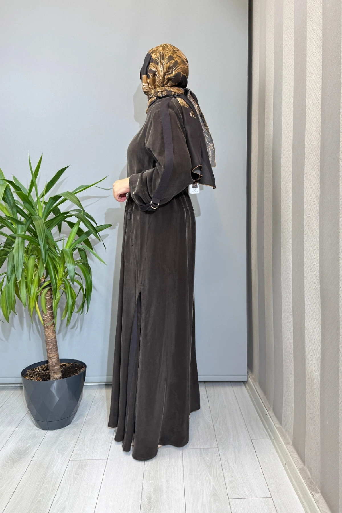 Miss Dalida Fermuarlı Beli Büzgülü Cupro Kap Kahve 2268329