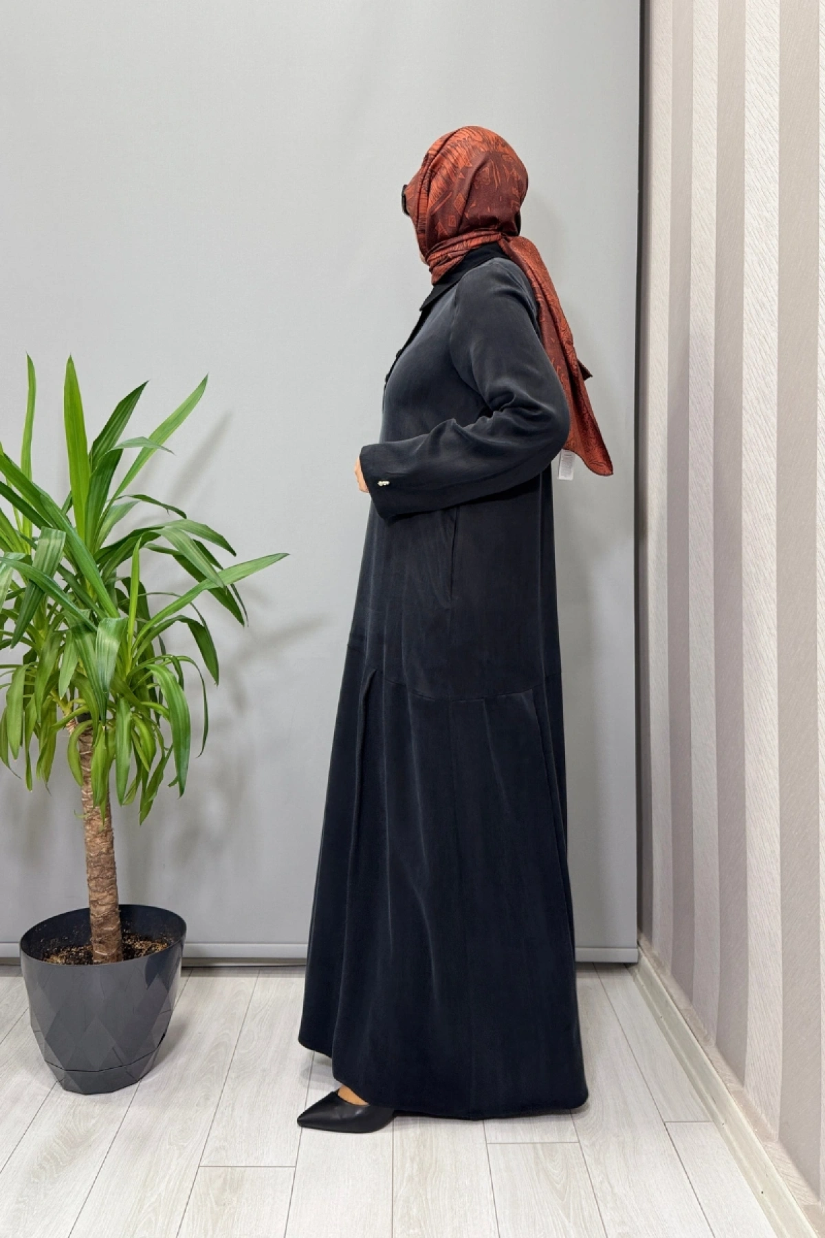 Miss Dalida Gömlek Yaka Cupro Elbise Siyah T26K-4002