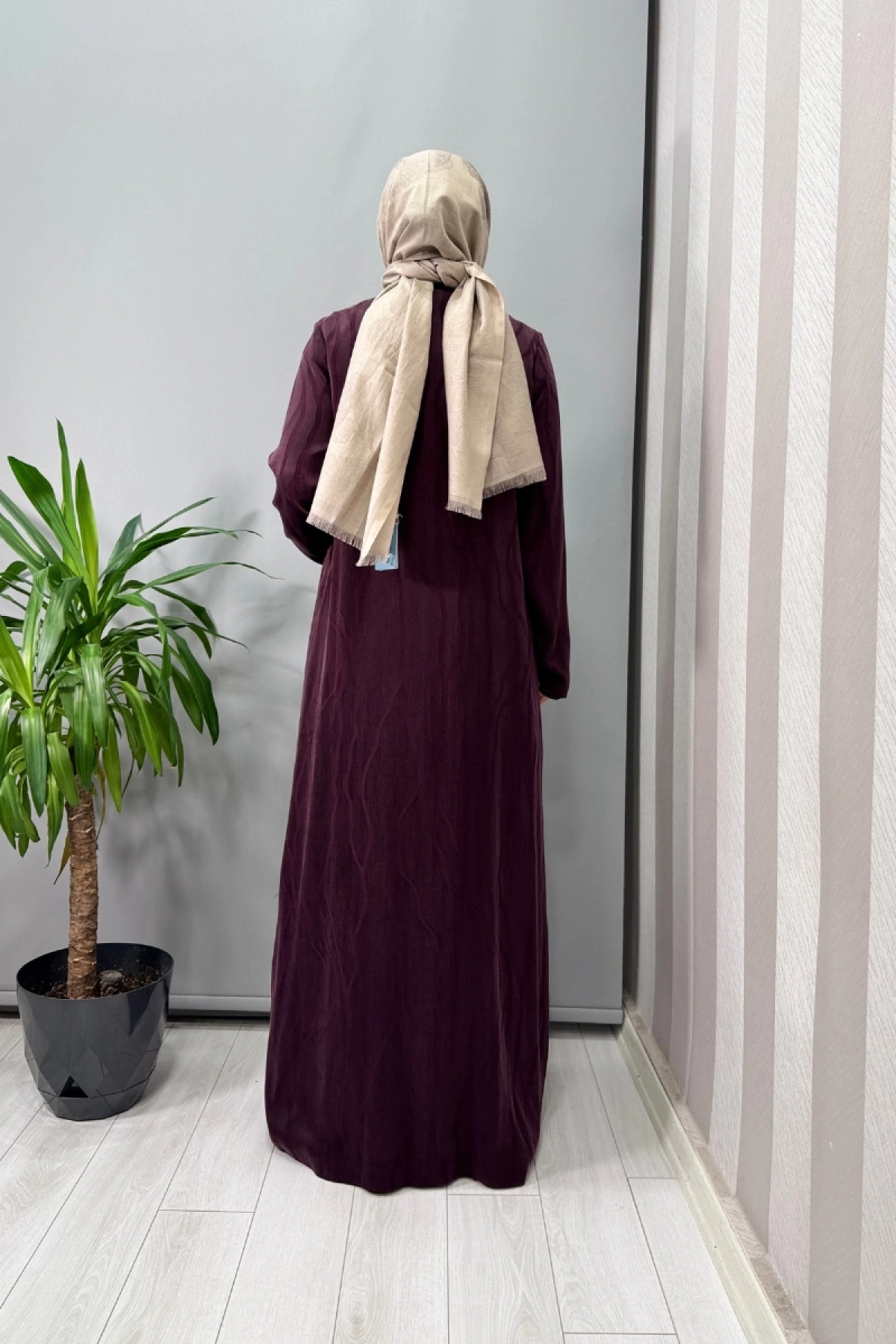 Miss Dalida Gömlek Yaka Jakarlı Cupro Kap Bordo T25Y-8056