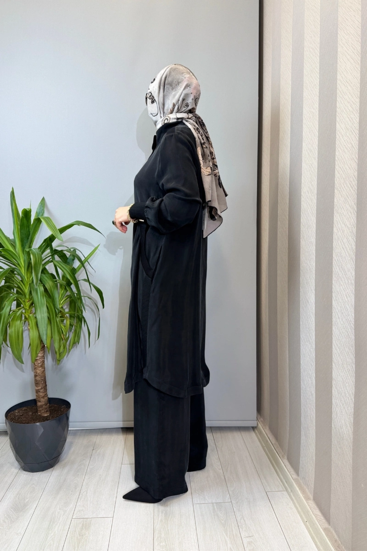 Miss Dalida Hakim Yaka Cepli Cupro Kap Siyah T26Y-8008