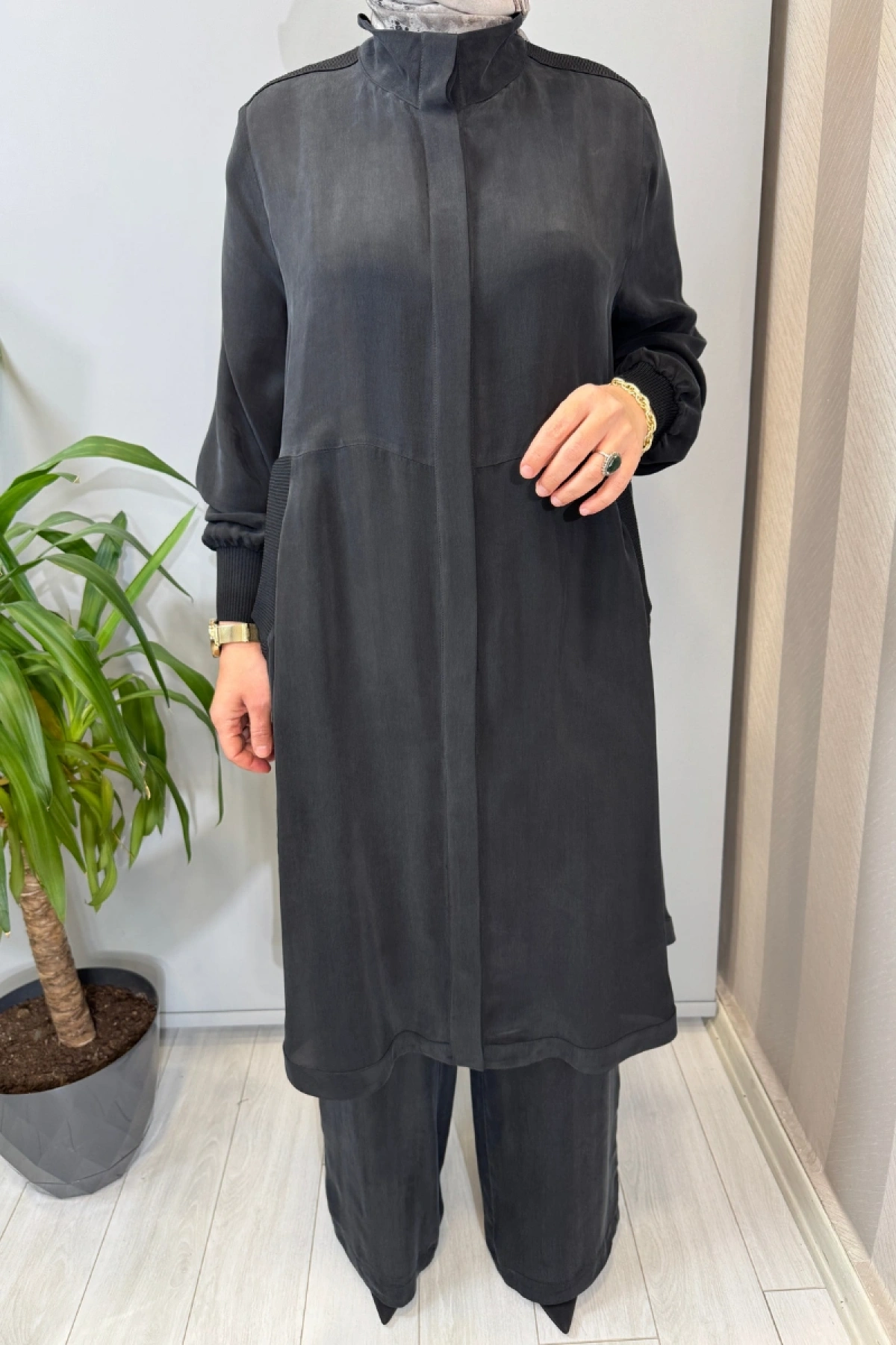 Miss Dalida Hakim Yaka Cepli Cupro Kap Siyah T26Y-8008