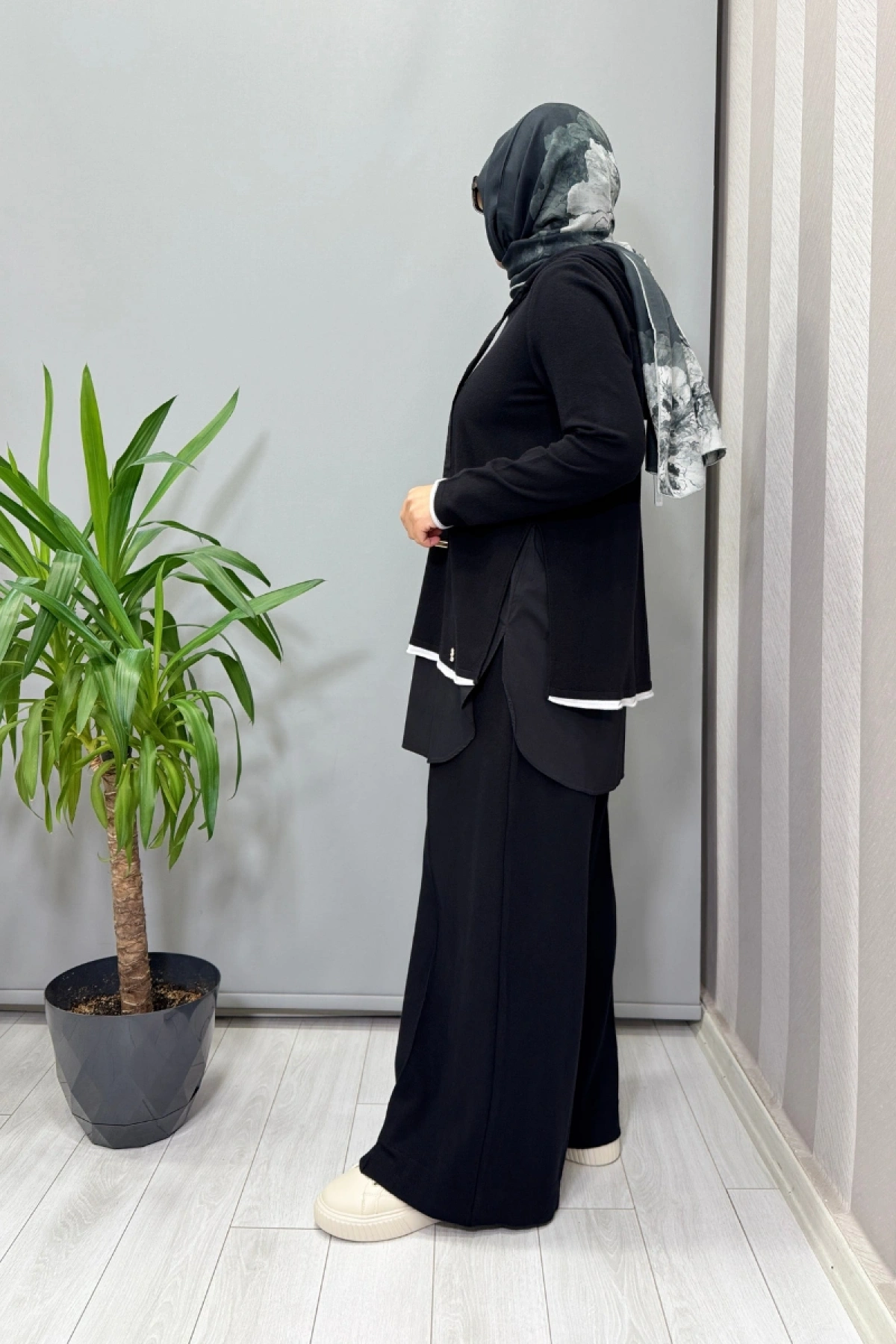 Miss Dalida Kapüşonlu Triko Tunik Siyah T25PF-6005