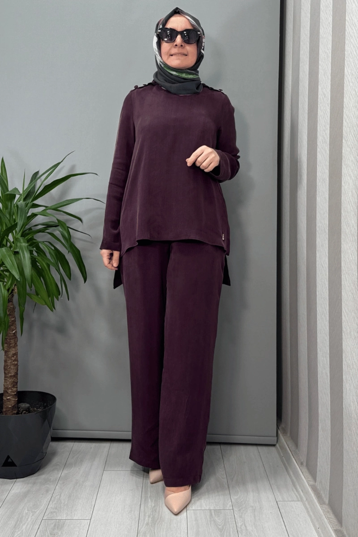 Miss Dalida Omuz Düğme Detaylı Bluz Bordo T25Y-6067