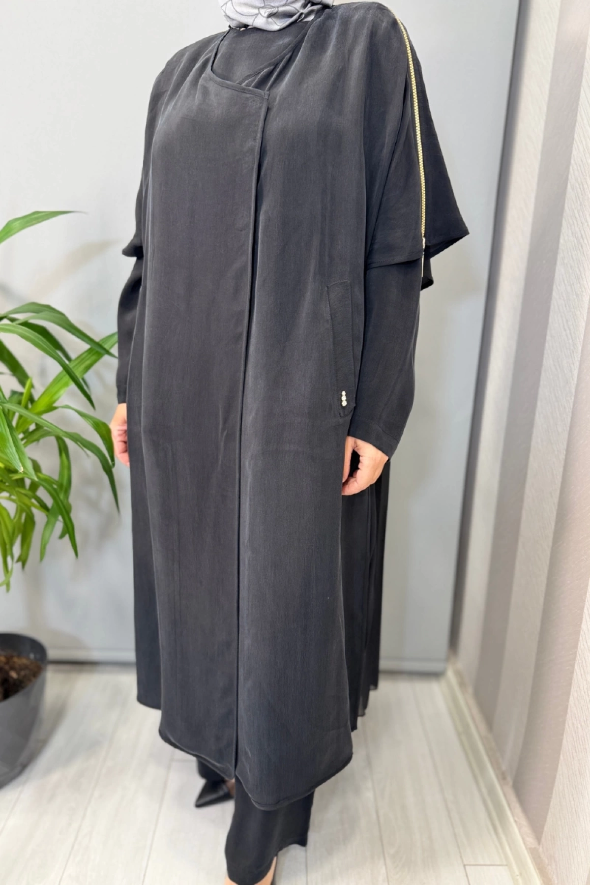 Miss Dalida Omuzu Fermuar Detaylı Ceket Siyah T25Y-8001